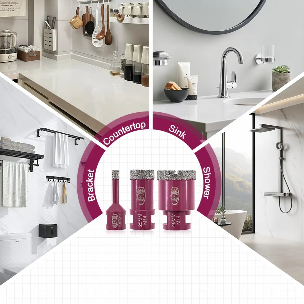 Punte Diamantate per Gres Porcellanato 10mm x M14-2 Pezzi Punte Trapano per Porcellana Piastrelle Ceramica Marmo Granito per Smerigliatrice Angolare