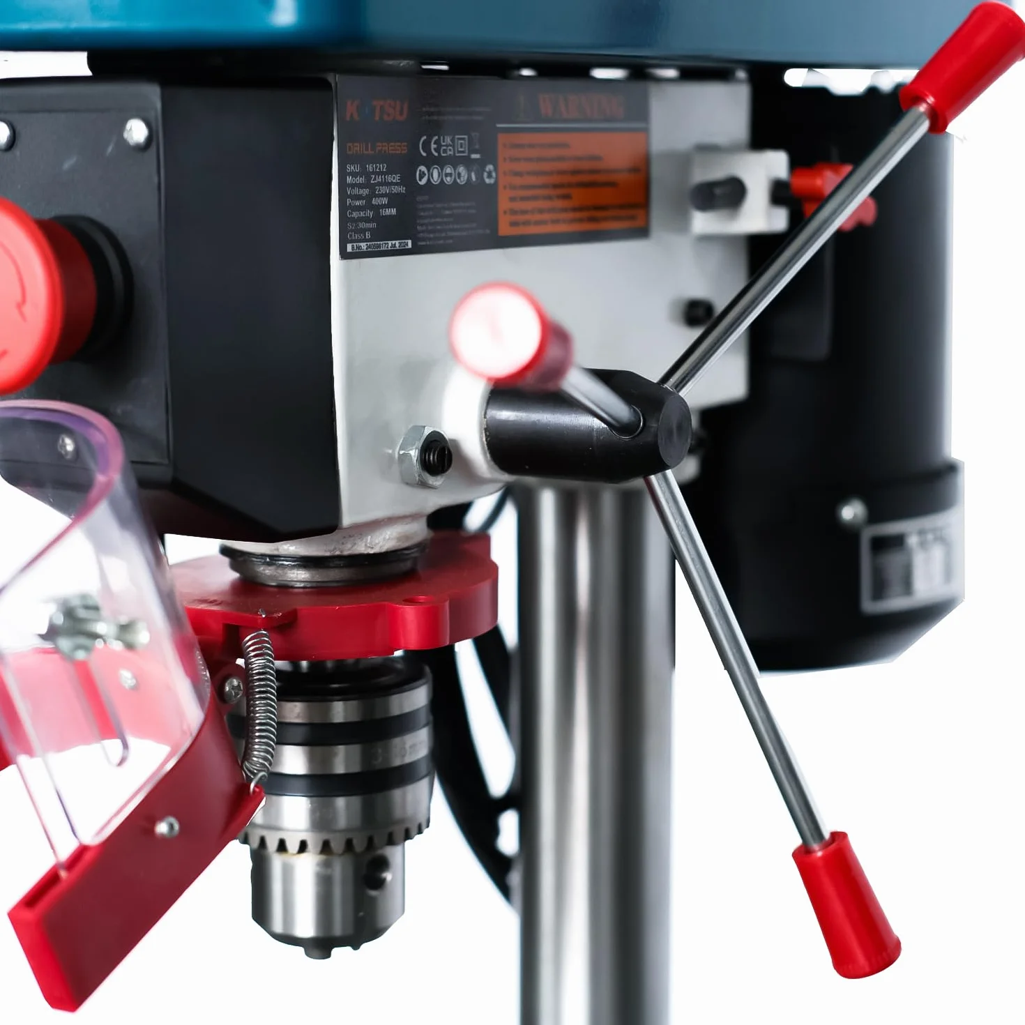 KATSU Tools Trapano a colonna da banco 400 W + mandrino da 16 mm + interruttore elettronico a velocità variabile a 5 velocità + profondità di foratura massima di 50 mm + max 2620 giri/min + tavolo di