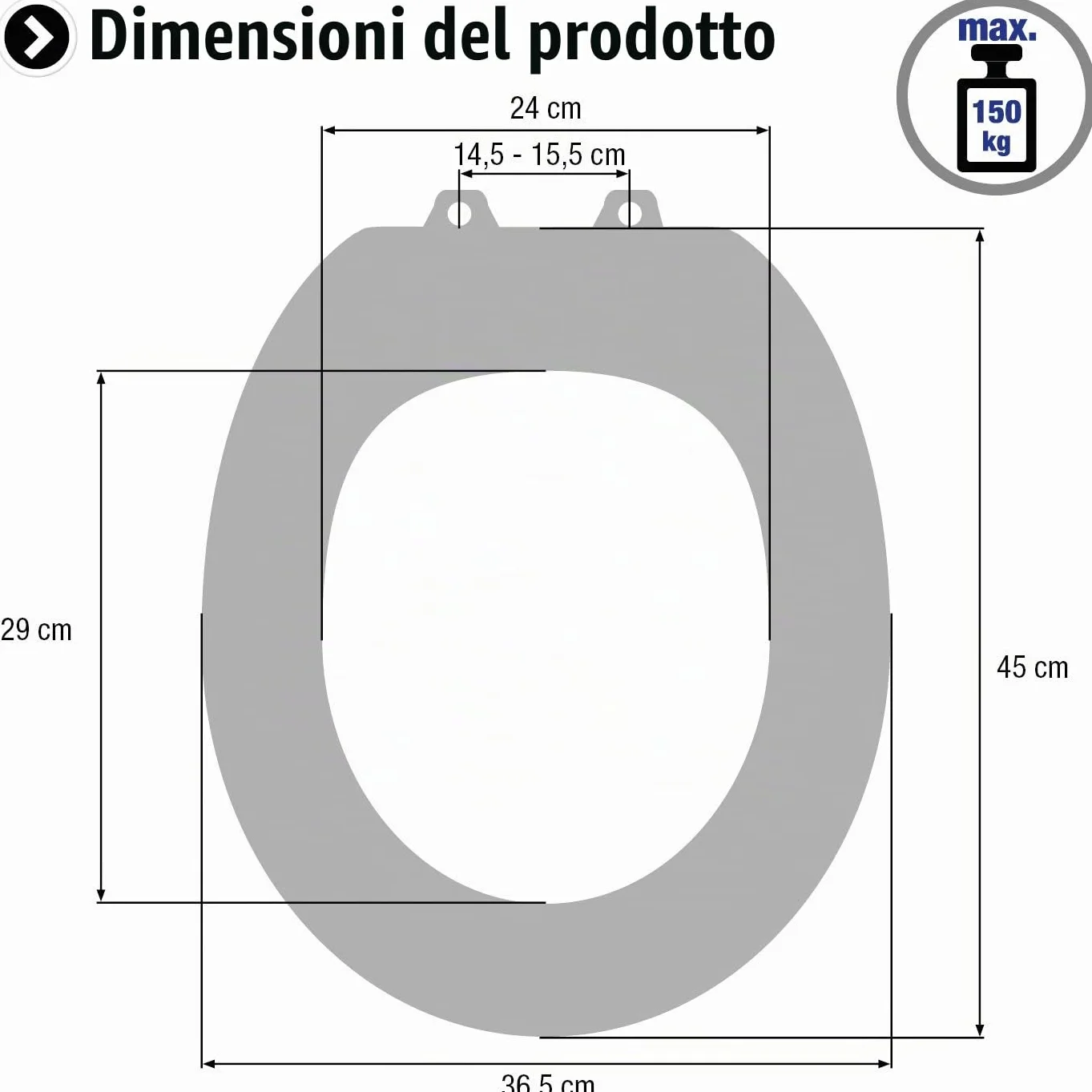 Cornat Palu 1076385 - Sedile WC in termoplastica di facile manutenzione, design semplice si adatta a qualsiasi bagno, sedile del water, copriwater