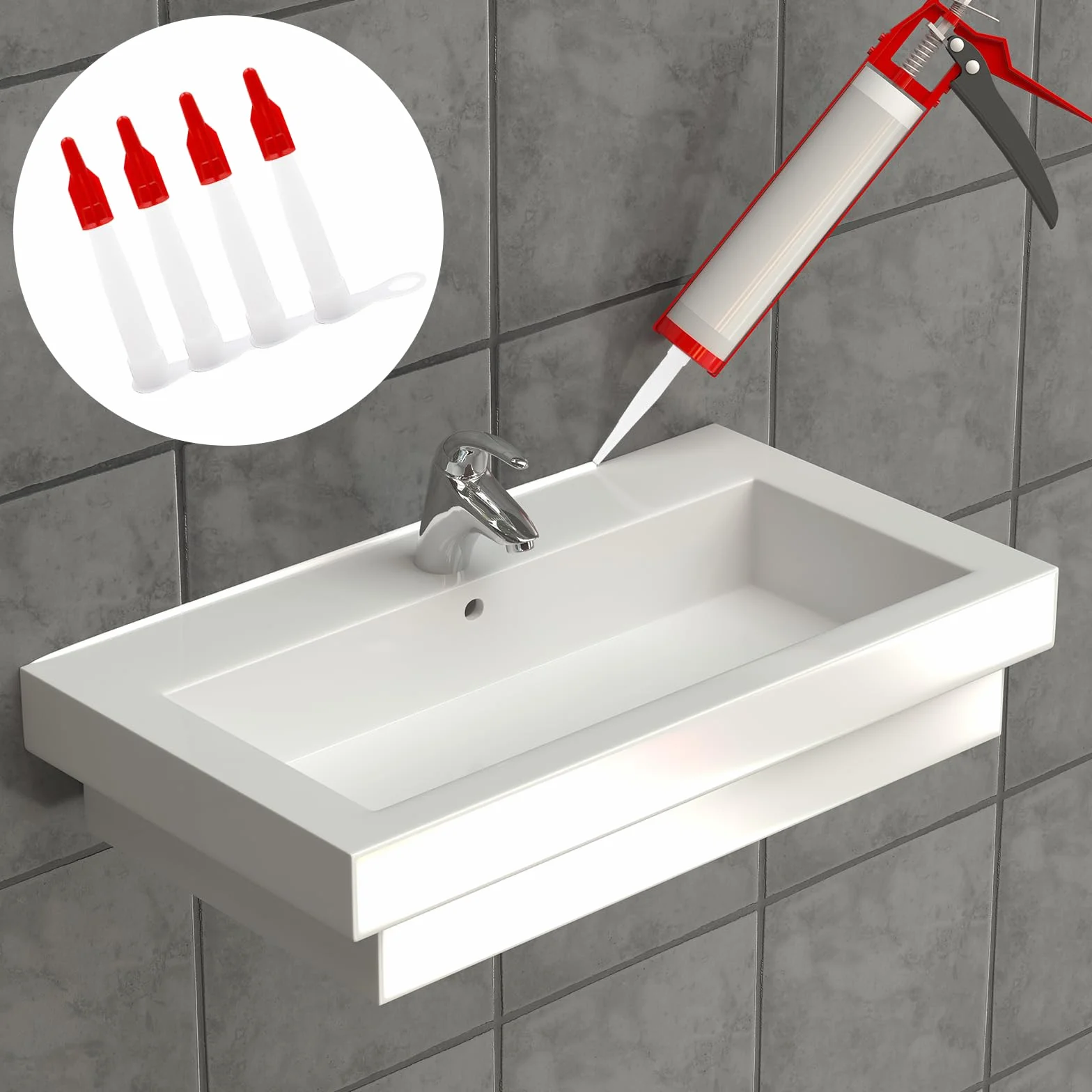 50 Pezzi Beccucci Silicone Beccucci per Cartuccia in Silicone Ugelli Per Calafataggio con Tappi Ugelli In Silicone Punte per Cartucce Silicone Ugelli per Pistola per Silicone Sigillante Adesivo