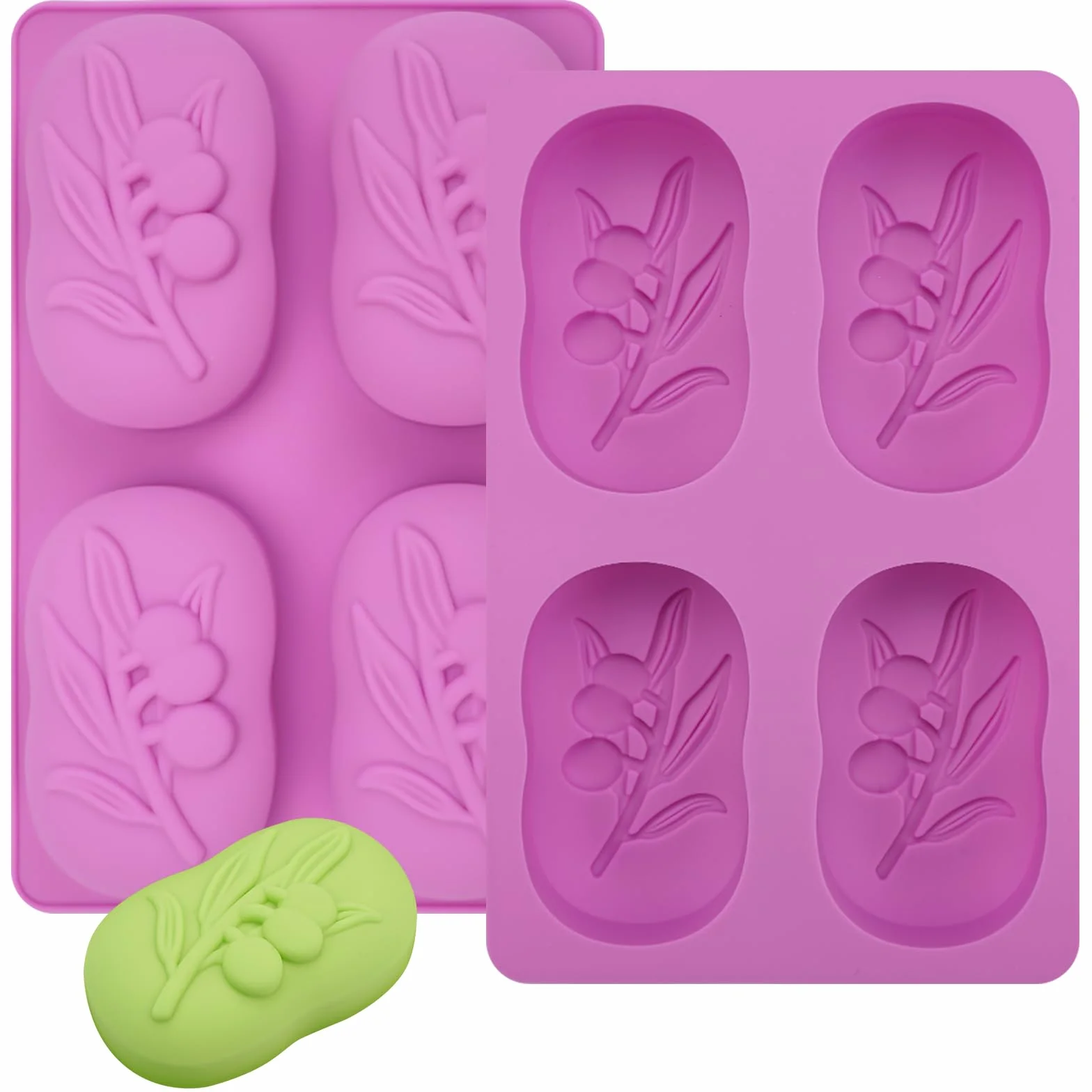 Kit Fai Da Te Saponette 2 Pezzi Stampo, 4 Cavità per Sapone, Stampi Silicone Ovali