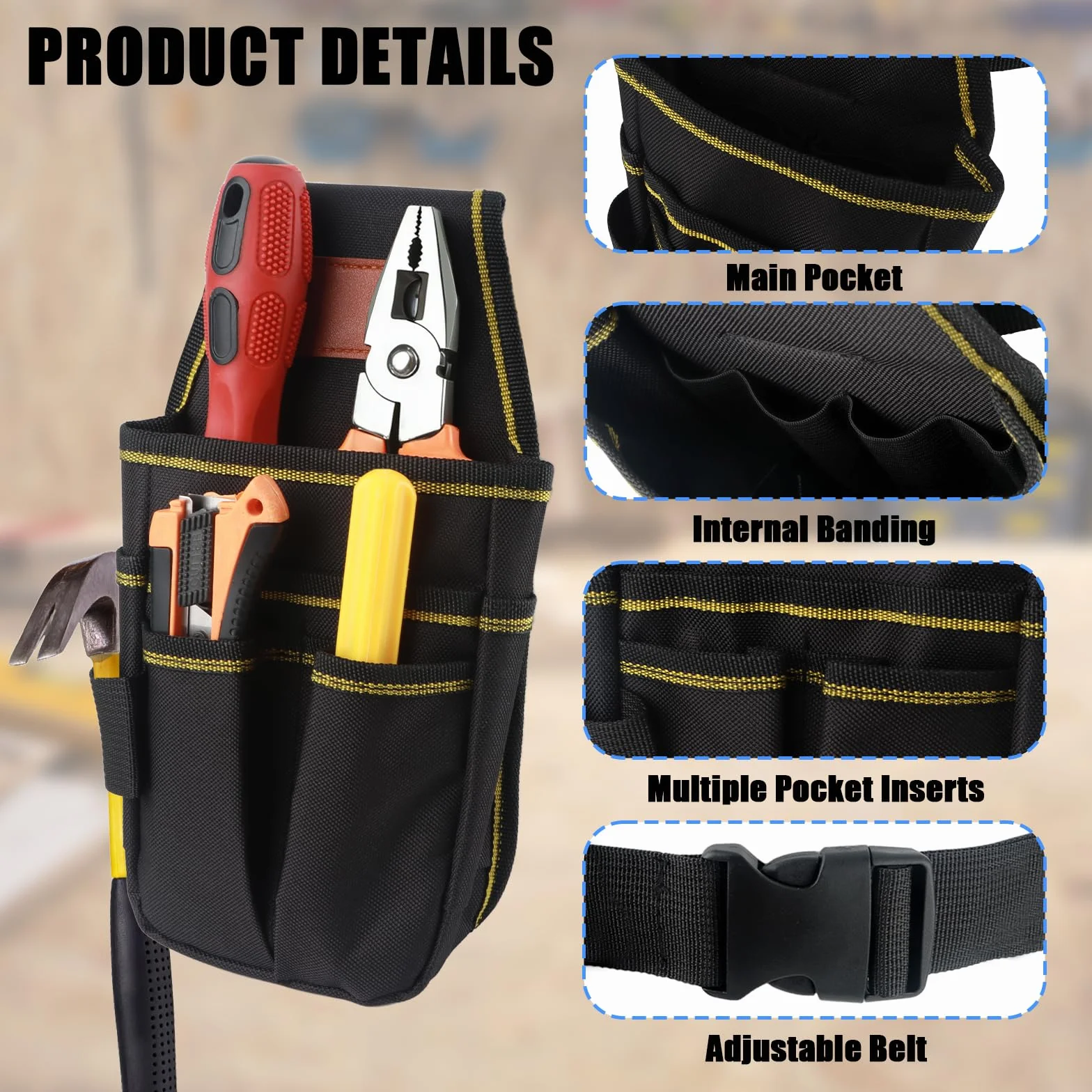 Portautensili Multi-Purpose Piccola Borsa Degli Attrezzi in Tela Oxford Cintura Porta Attrezzi Multi Tasche Marsupio Porta Attrezzi per Elettricisti Falegnami Giardinieri