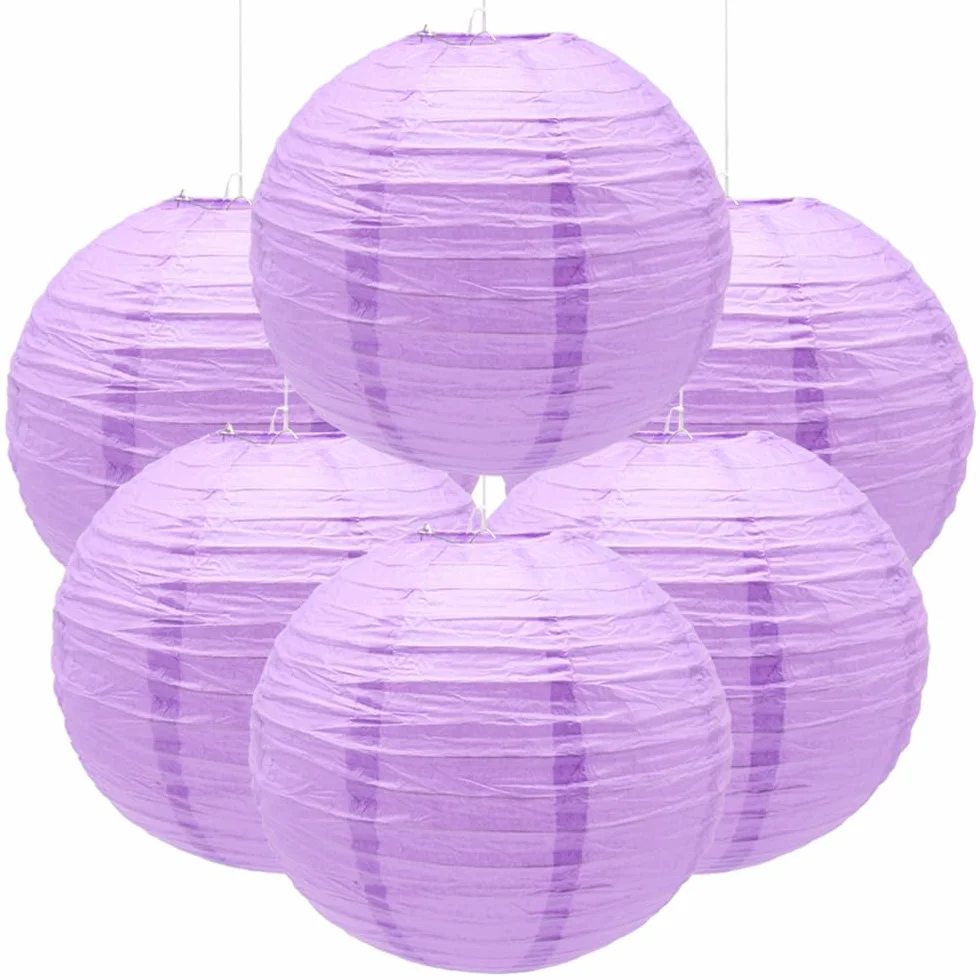 6 Pezzi Lanterne di Carta 30cm Lanterna di Carta Rotonde da Appendere in Carta Lanterne Lanterna di Carta per Decorare Luci e Decorazioni per Matrimoni Compleanni Diametro (ZDL/Purple)