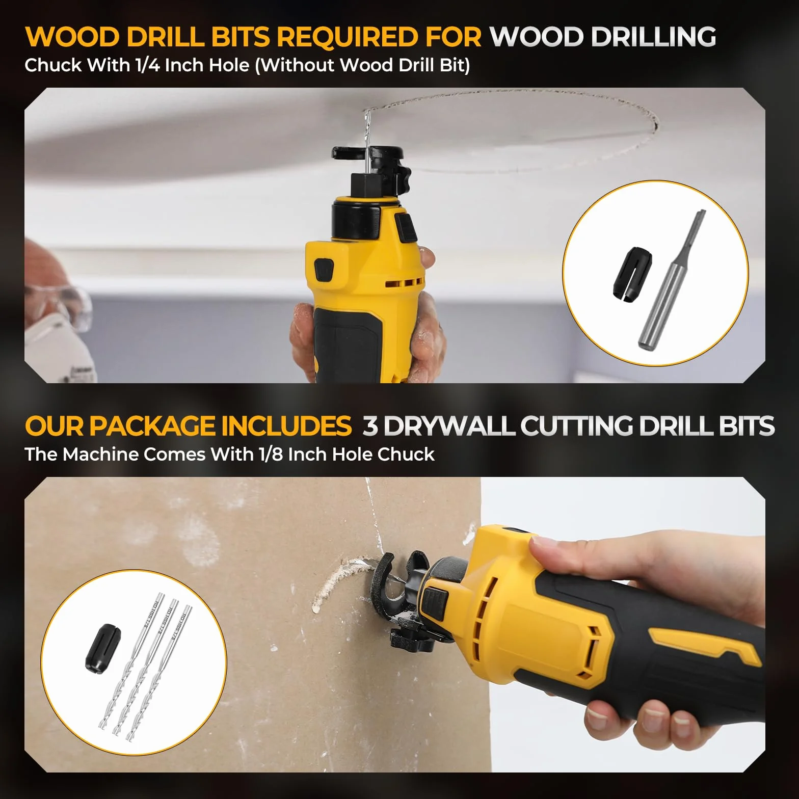 DEWALT Sega Rotativa per Cartongesso Senza Fili 18V 20V, Strumento per Taglio Cartongesso Senza Spazzole 3 Velocità Variabili