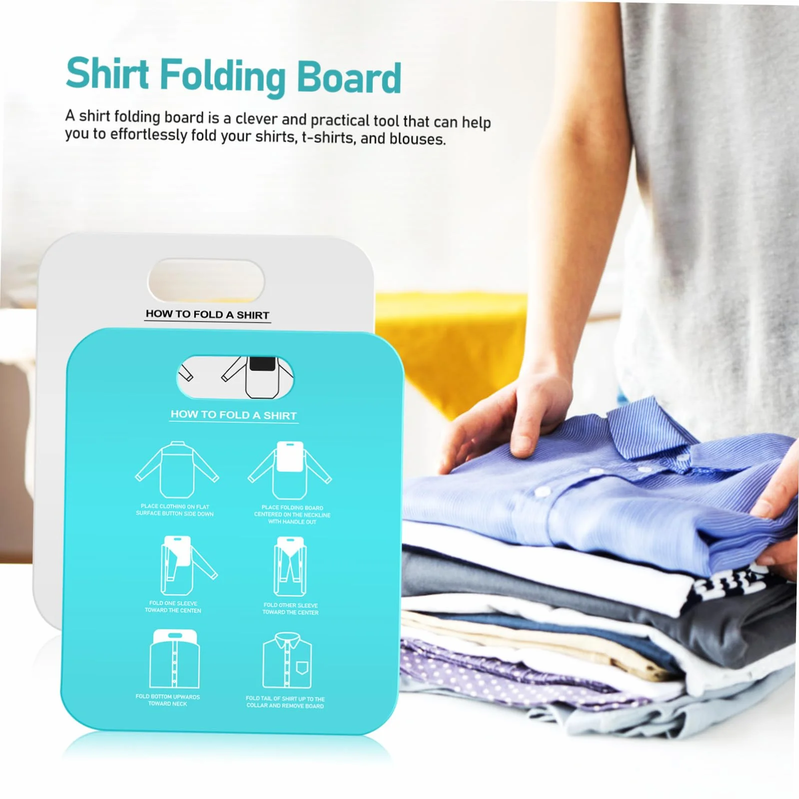 Cartella per Magliette e Tavole Pieghevoli per Abbigliamento Adulto, Set da 2 Pezzi, Design Pratico per Piegatura Uniforme, Portatile e Facile da Usare, per Organizzare Guardaroba