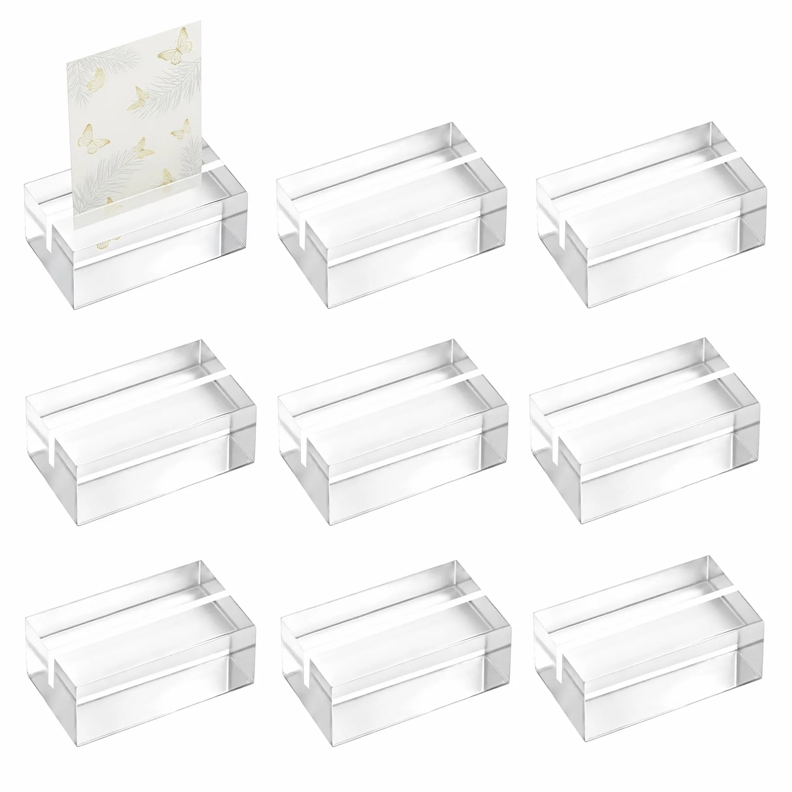 9 Pz Supporti per Carte in Acrilico Transparente, Supporti da Tavolo, Segnatavolo Porta Cartoline, Supporto da Tavolo in Plastica, Supporti per Segnaposto Matrimonio Natalizio (5x3x2 cm)
