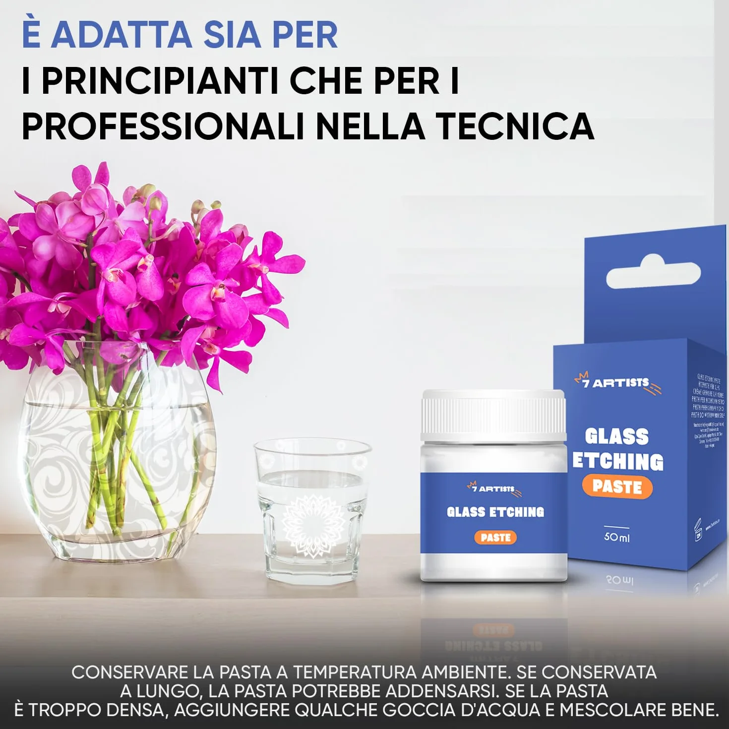 Pasta Acidificante per Vetro 50 ml (130 g) – Crema Acidante per Satinare, Decorare e Incidere | Etching Cream Vetro per Effetto Frost | Paste Acidatura Vetri Artigianato Creativo