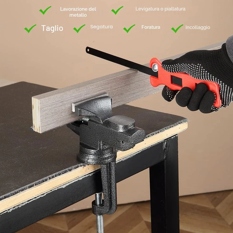 Teeno - Morsa da banco con larghezza della mascella 70 mm, morsa con base girevole a 360 gradi, materiale in acciaio fuso, potenza di serraggio 800 kg (70 mm)