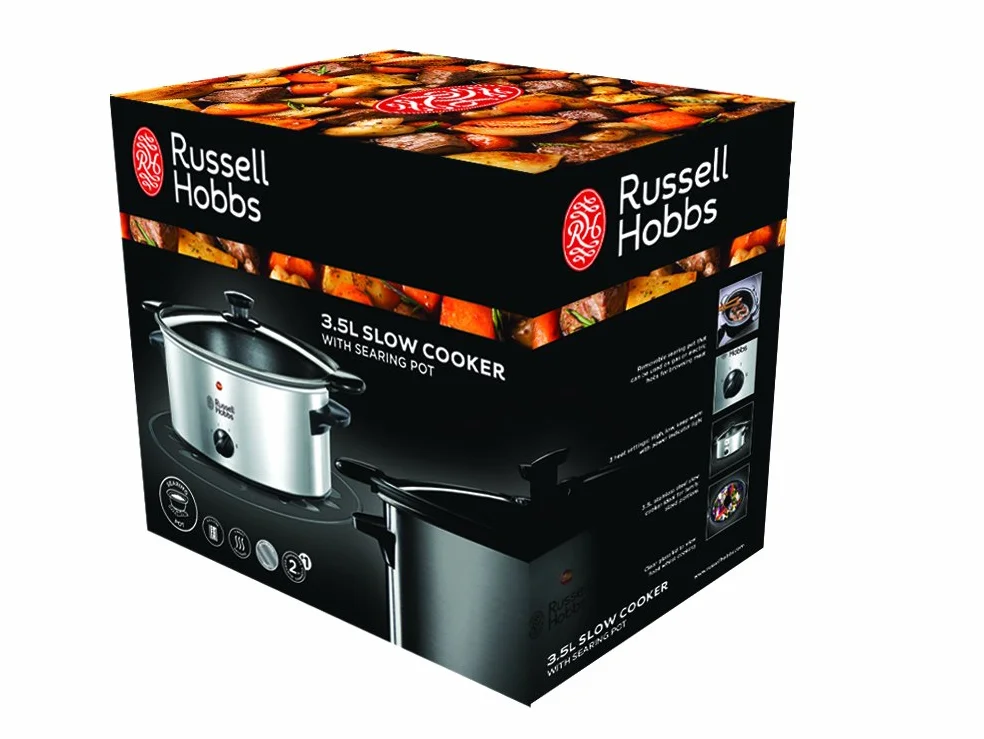 Russell Hobbs Pentola Cottura Lenta, 3.5 L, 4 Porzioni, con Pentola Antiaderente removibile, 160 W, Lavastoviglie ok, Acciaio Inox, Slowcooker 22740-56