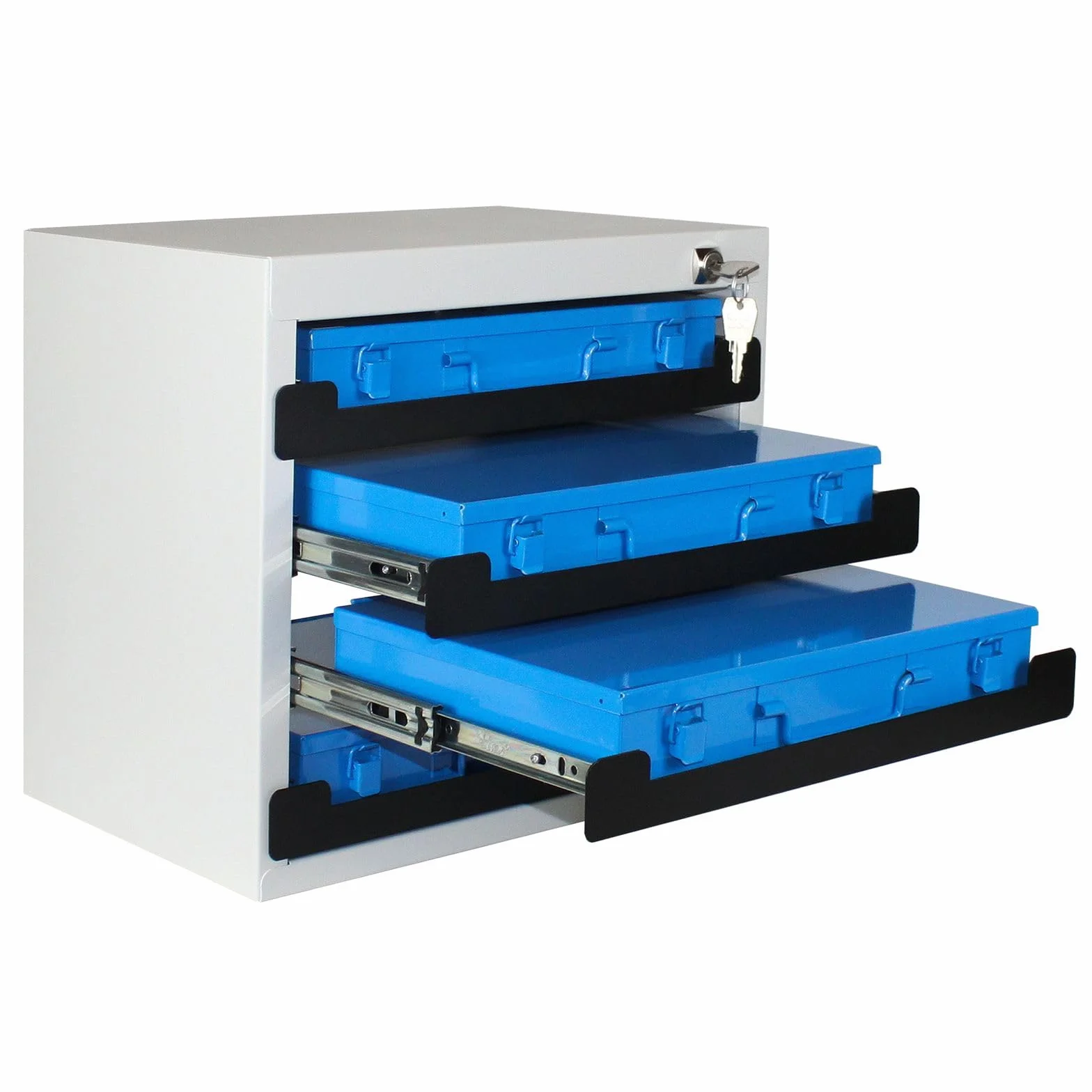 ADB Cassetti portautensili cassaforte valigetta assortimento RAL7035/5015 scatole in lamiera d'acciaio