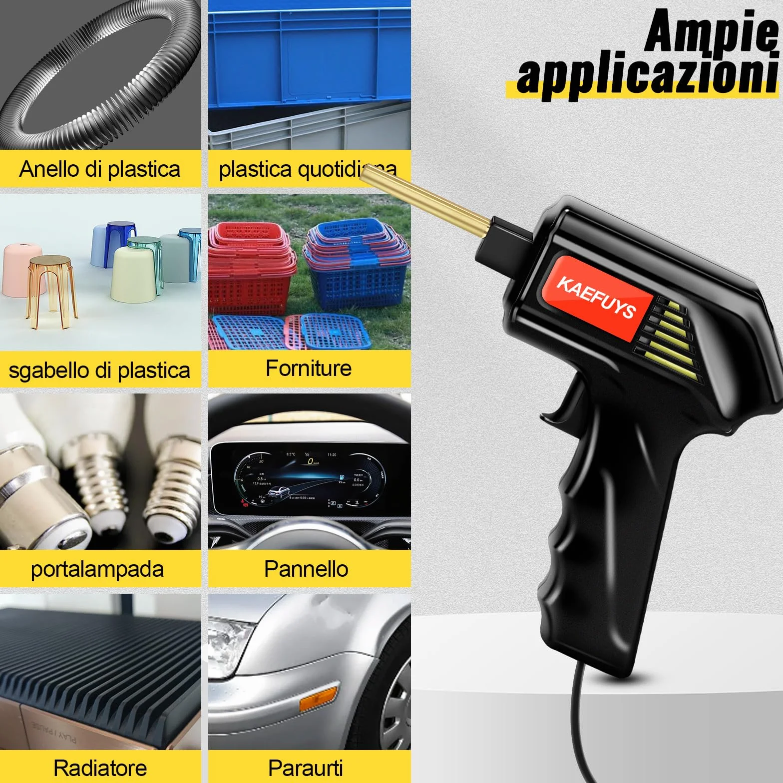 KAEFUYS Saldatrice per Plastica 170W 220V Plastica Saldatrice Kit con 805 Pezzi Chiodi per Saldatura e 7 Forme Diverse Saldatrice Plastica per Riparazione Auto Paraurti Auto Ricambi