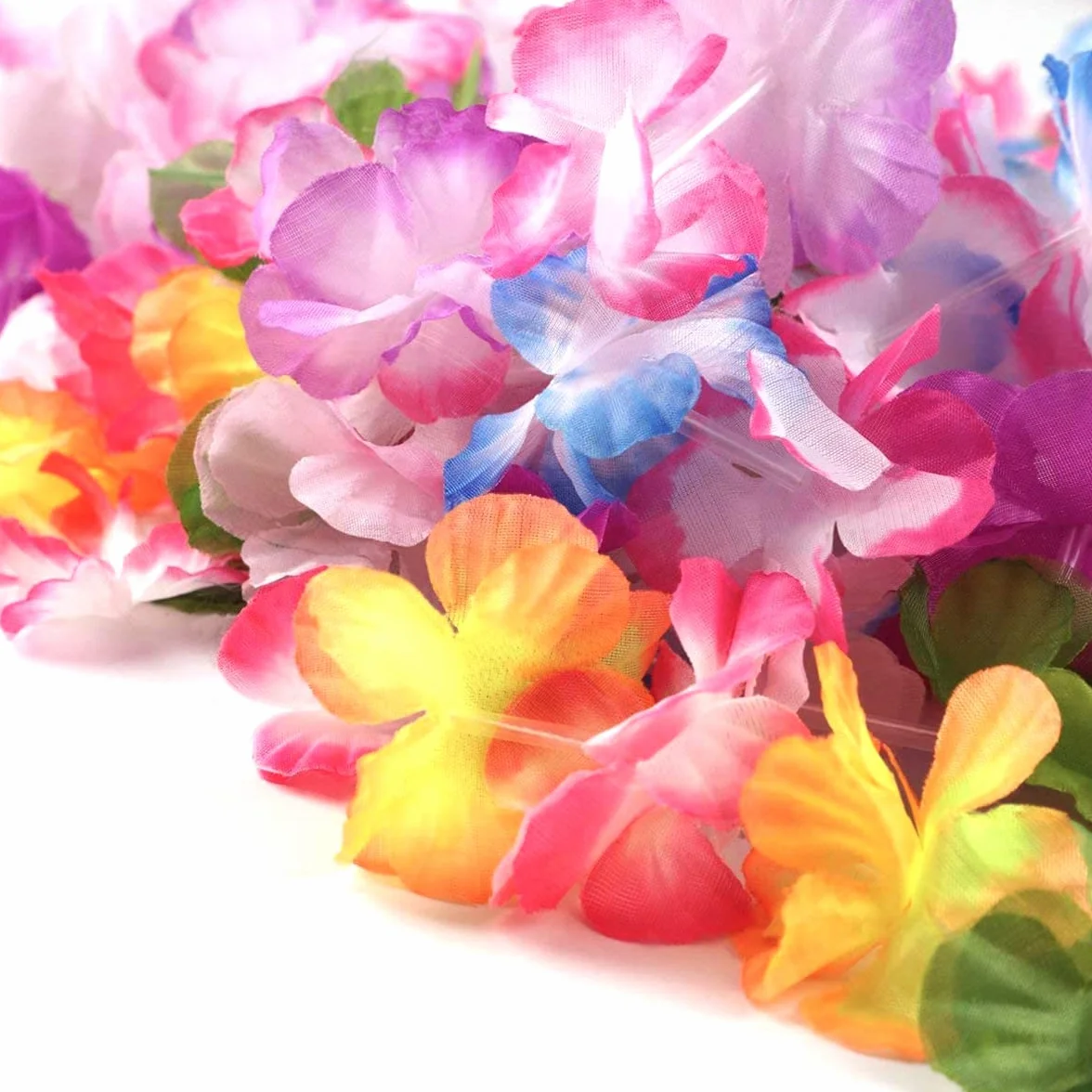 Aviski 32 pezzi Leis decorazioni collana di fiori, braccialetti a fascia per feste hawaiane tropicali beach party hawaiano notte bar vacanza spiaggia