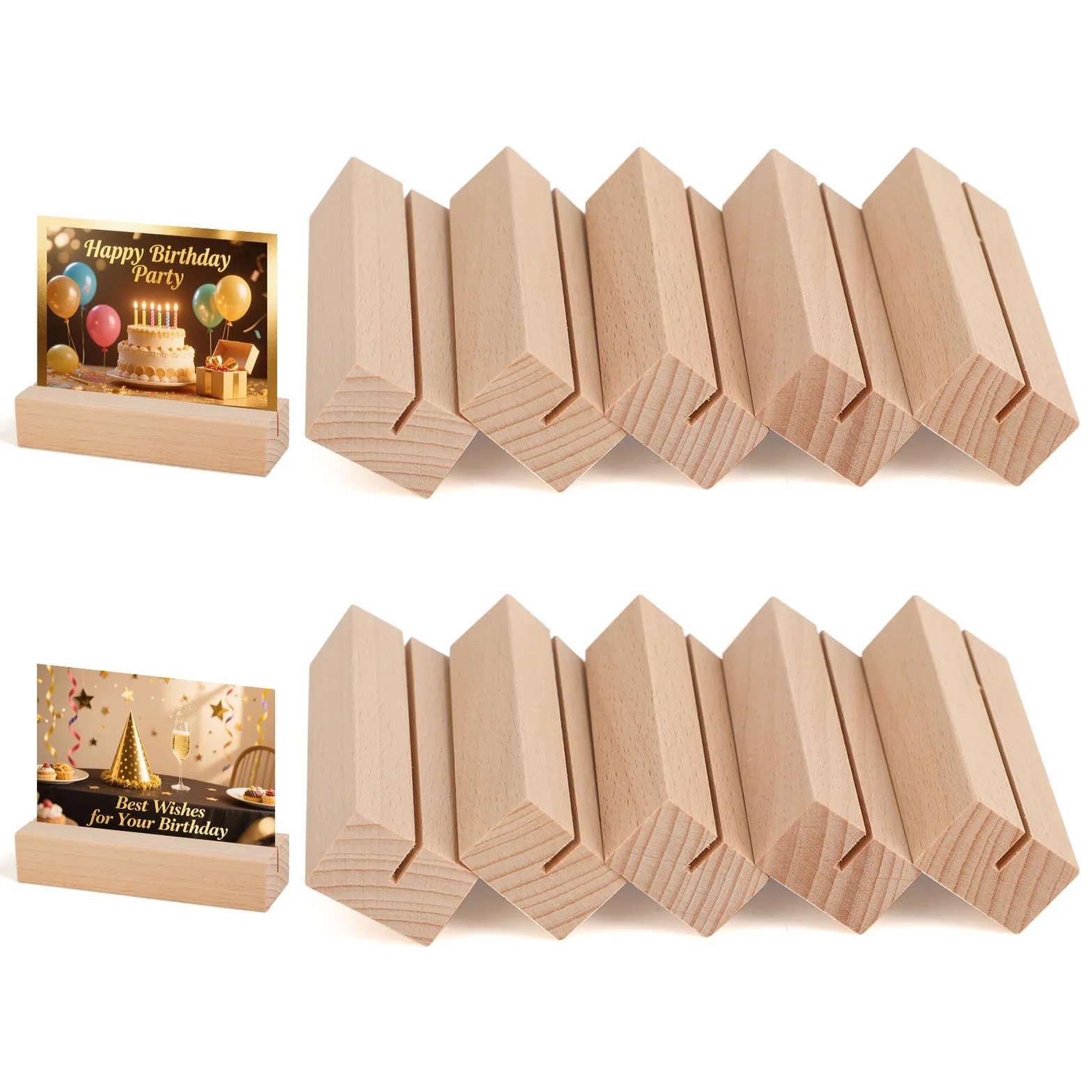 RMIVEGLIA 10 Pezzi Porta Menu da Tavolo, Porta Foto in Legno Naturale, Ideali per Menu, Cartoline e Foto durante Matrimoni, Feste ed Eventi – Supporto Elegante e Robusto.