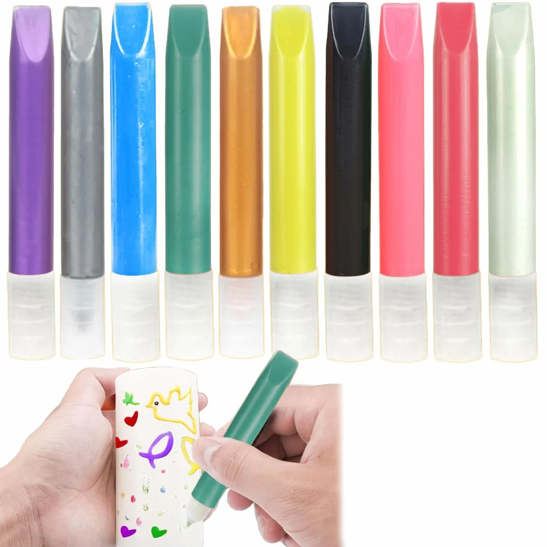 EIHI 10 Pezzi Penne a Cera per Candele, Colori per Candele, Colorazione e Decorazione Fai Da Te, 10 ml, 10 Colori, Adatto per Vetroceramica Metallica