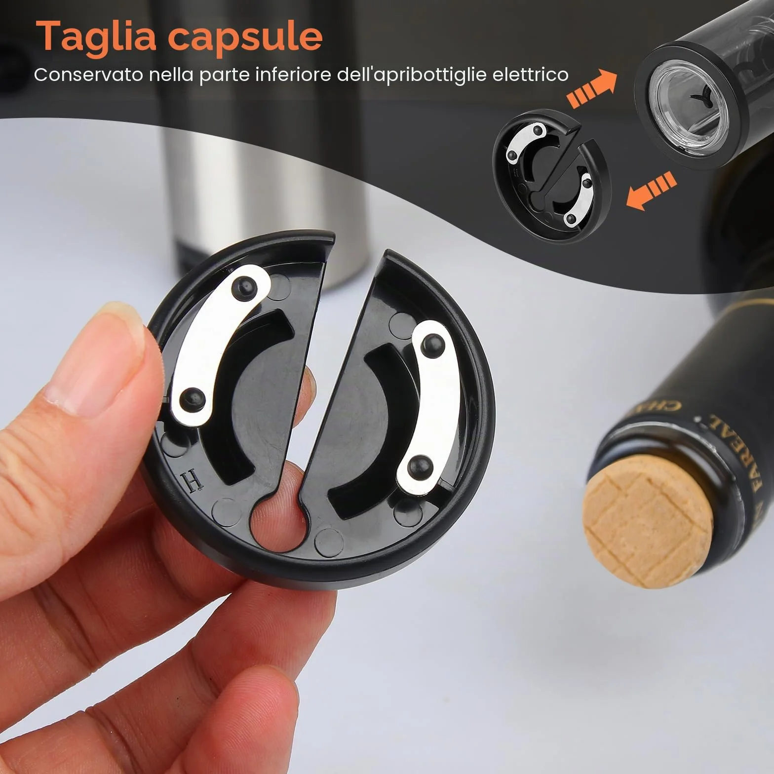 Cavatappi Professionale Elettrico per Vino, Apribottiglie Elettrici 4 in 1 Set con Apribottiglie Ricaricabile, Versatore Automatico per Vino, Taglierina per Lamine, Tappi Sottovuoto