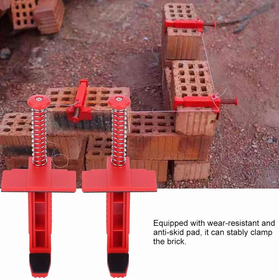 2PCS Brick Liner Runner Wire Drawer Strumento di misurazione per muratura Livellamento con Antiscivolo Strumento di misurazione per Pad Accessorio di ingegneria(Red)