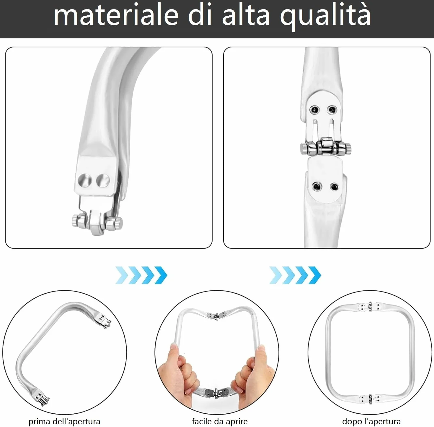 Voarge 2 Pezzi Chiusura per Borsa Uncinetto 20cm, Borsa a Forma di U Manico Interno Kit Accessori per Borse Uncinetto per Progetti Artigianali, Clutch Borse Uncinetto