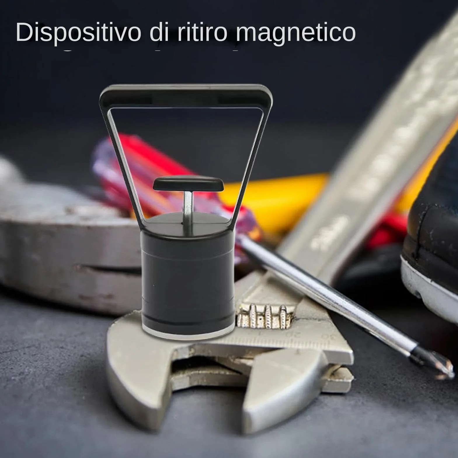 Magnetic Pickup Tool, Handheld Grabber, Black, Quick Release Mechanic Tool, Portable Retrieval Stick, Ergonomic Rubber Handle, Strong Magnet for Garage, Workshop, Construction