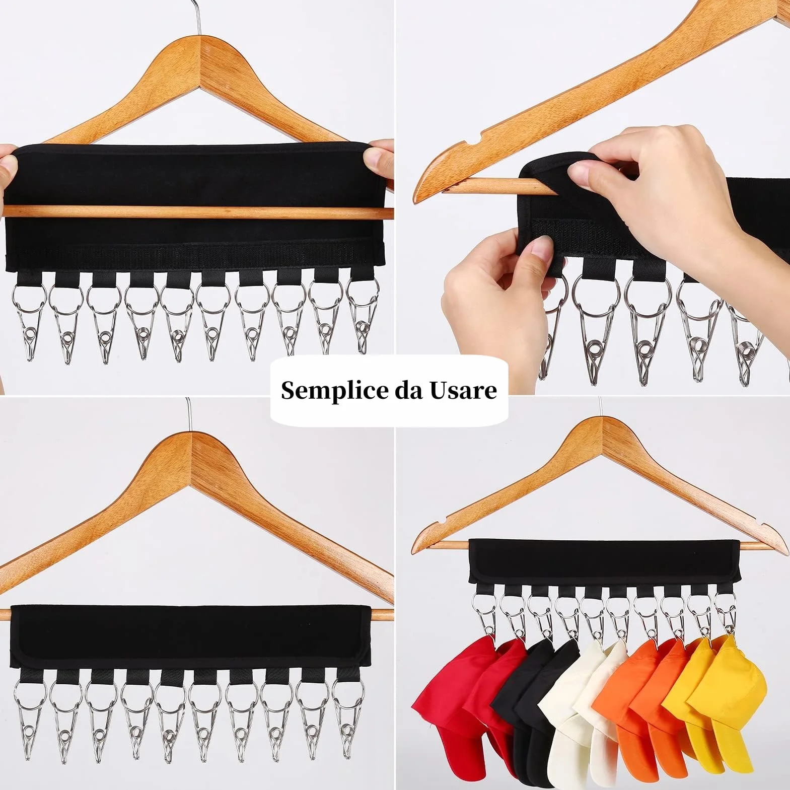 Porta Cappelli Baseball Cap Rack 10 Clip Organizer per Cappelli Berretto Gancio Armadio