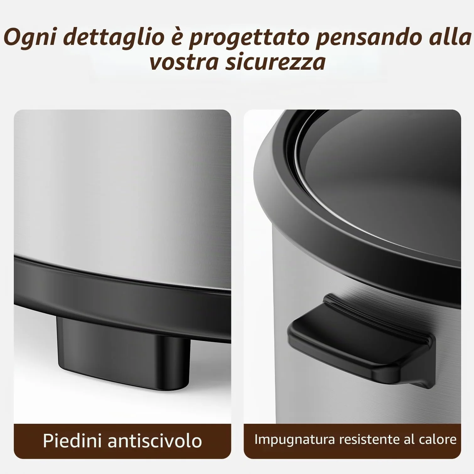 ERC-10CSL 1.8L | 700W Cuociriso & Vaporiera 2 in 1 (1-10 Persone) Pentola rimovibile non antiaderente, Spatola e misurino inclusi, coperchio di vetro