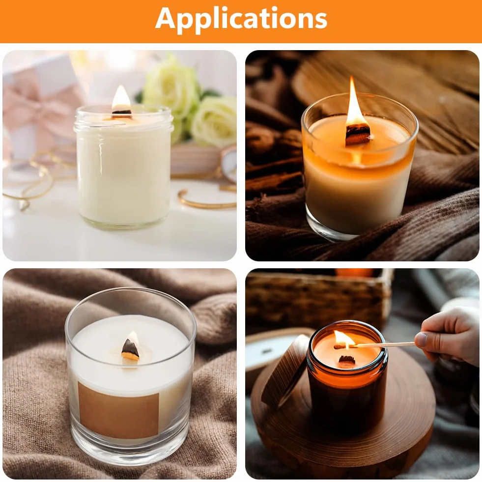 50 Pezzi Stoppini per Candele in Legno, Senza Fumo