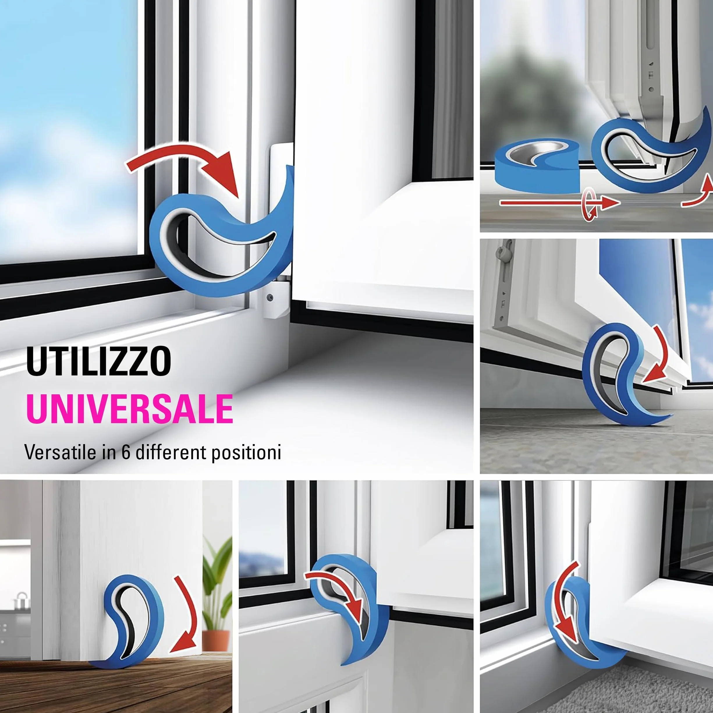 Stoppy, Stoppi, Fermafinestre, Fermafinestra, Fermaporte, Fermaporta, set di 2 (disponibile in 14 colori) (Bianco)