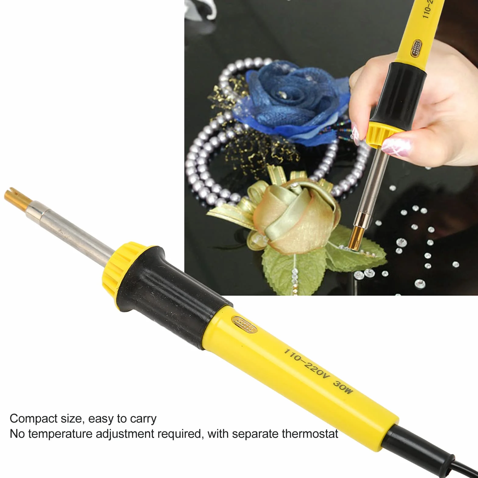 Hotfix Applicatore di Strass, Ferro Professionale da 30 W su Strumento di Fissaggio a Caldo Fai-Da-Te Applicatore di Incastonamento di Strass, Applicatore di Fissaggio a Caldo Semiautomatico a Risparm