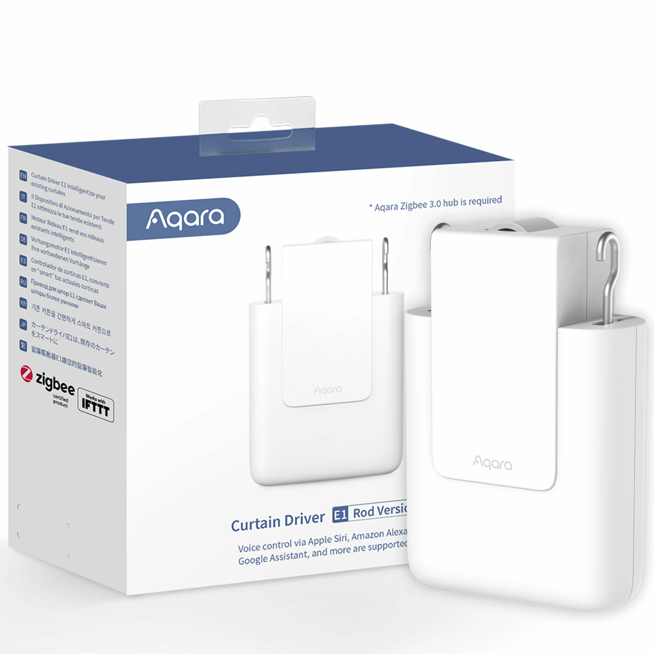 Aqara Curtain Driver E1 (Versione Rod), Richiede Hub Aqara Zigbee 3.0 | Controllo Elettrico per Tende Telecomandate e Automazione Domestica, Supporta HomeKit, Alexa, Google Assistant e IFTTT