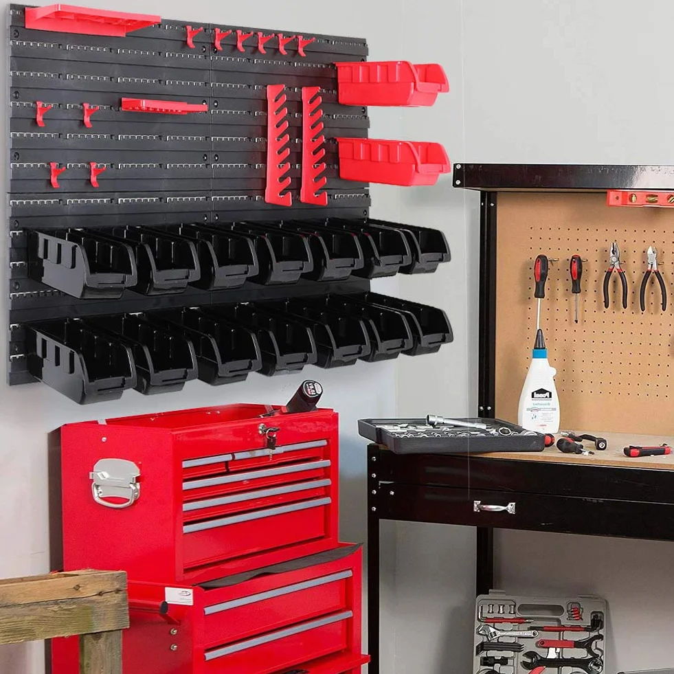 BAKAJI Pannello Da Parete 45pz con Box Portautensili e Stand Attrezzi 95 x 54 cm Montaggio a Muro