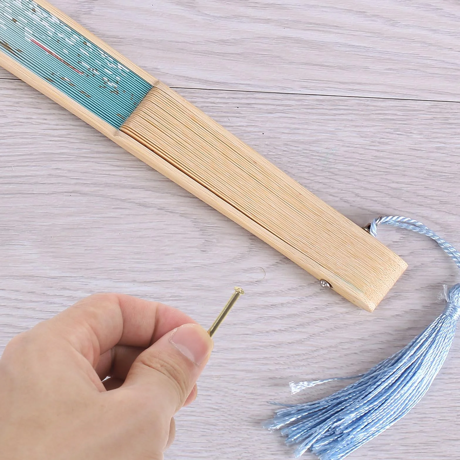 Amosfun Set 10 Rivetti per Albero Ventola Pieghevole 1.06 Pollici Accessori per Riparazione Ventagli Manuali in Metallo Portatile per Fai da Te
