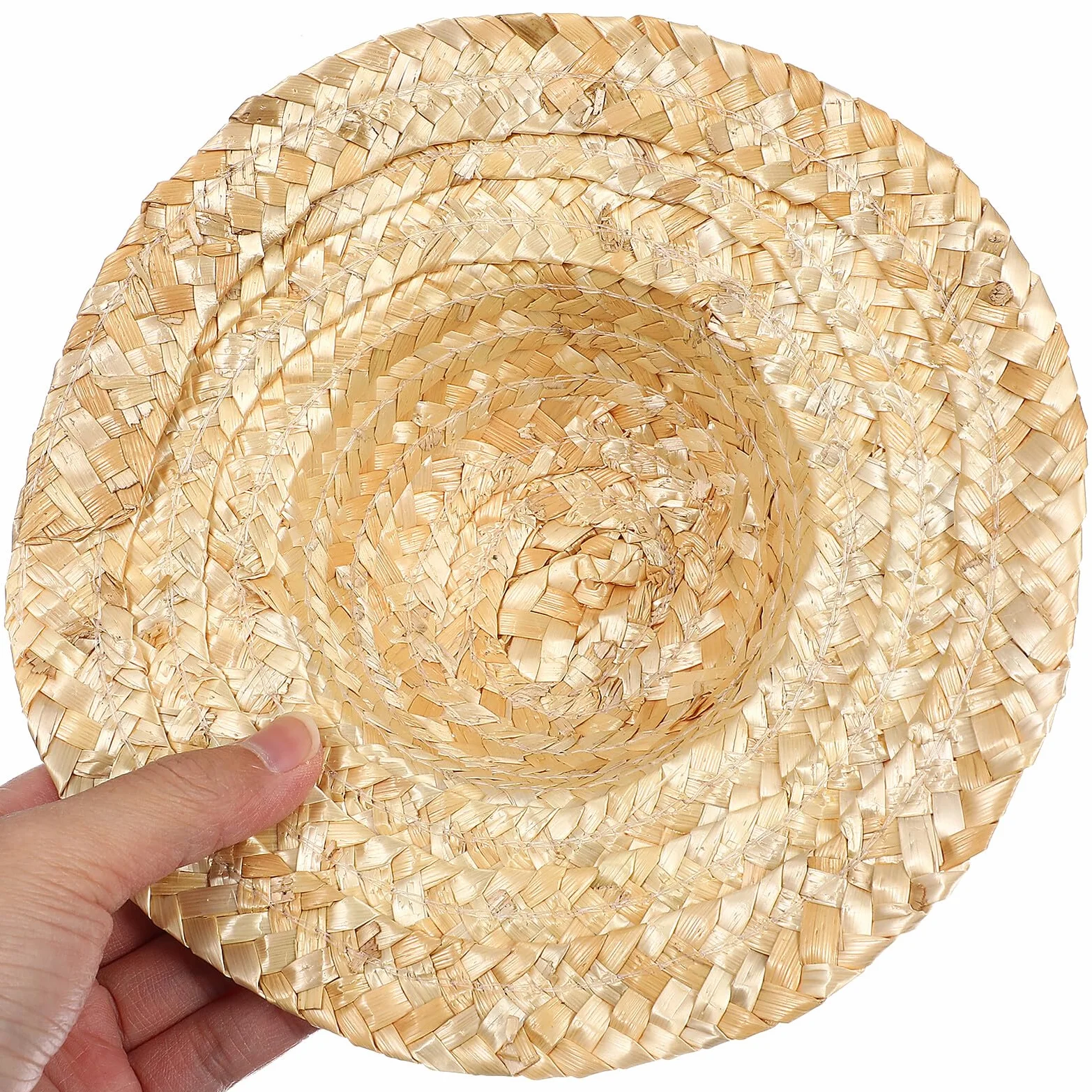 Mini Cappelli di Paglia Intrecciati Fatti a Mano, Ornamento Decorativo per Bambole, Accessori Fotografici Artigianali, Set da 2 Pezzi da 8 Pollici per Decorazione Fai-da-te