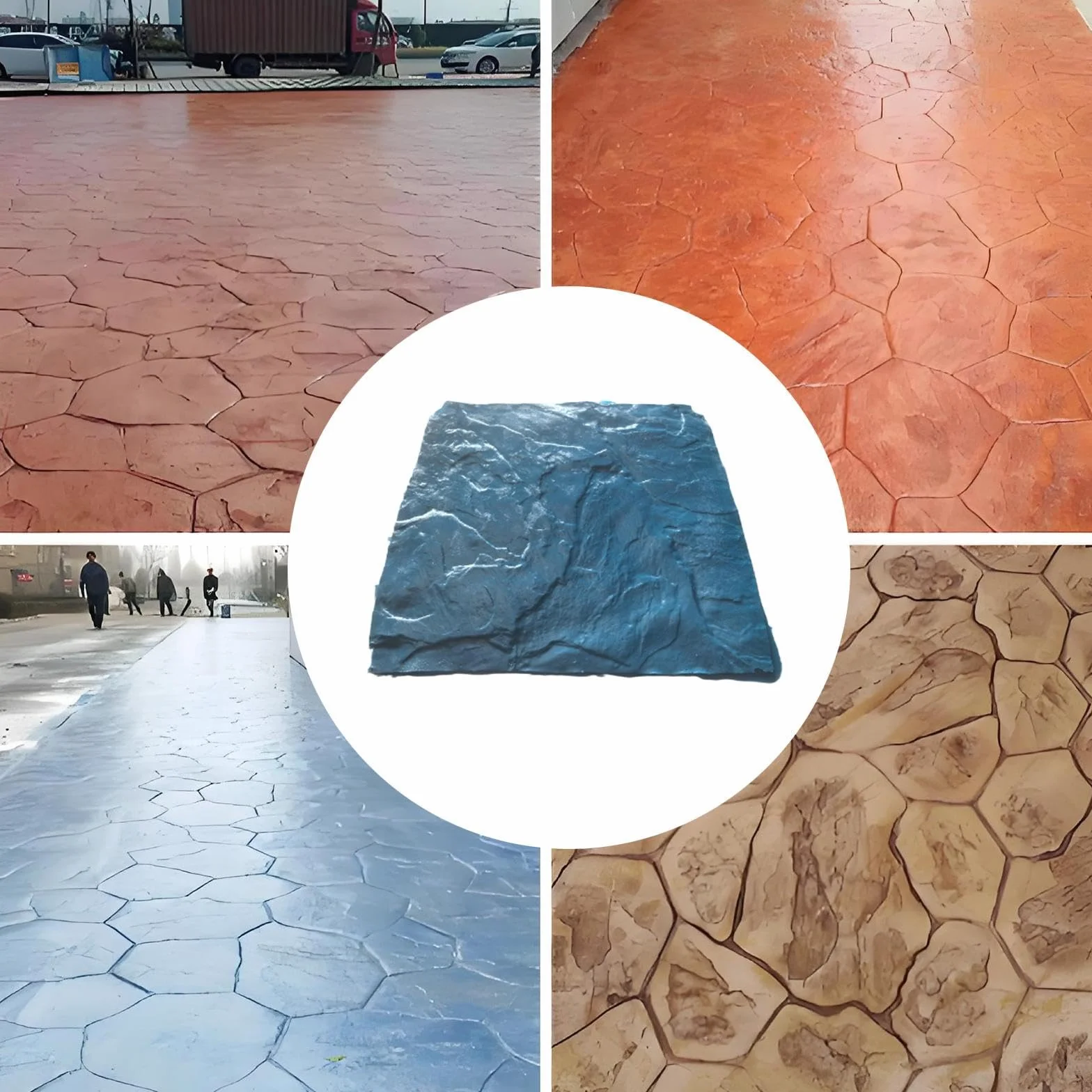 Baoblaze Strumento per stampaggio di calcestruzzo, timbro per stampaggio di pavimenti in pietra vivida, tappetino per senza soluzione di continuità per