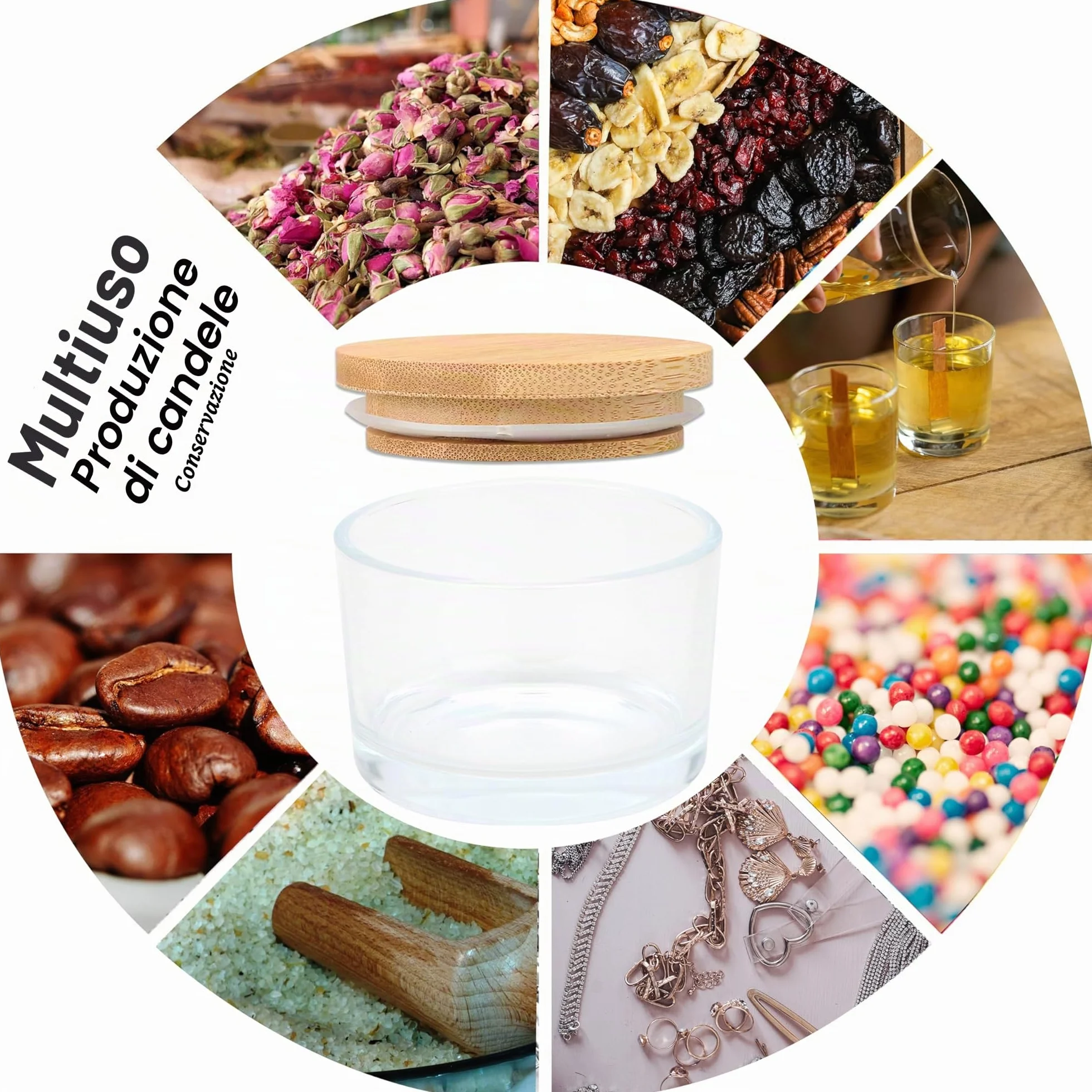 MILIVIXAY - 20 Confezioni di Barattoli di Candela in Vetro Trasparente da 4 OZ con Coperchi e Kit per la Fabbricazione di Candele - Barattoli di Candela Grandi a Bocca Larga per la Fabbricazione di