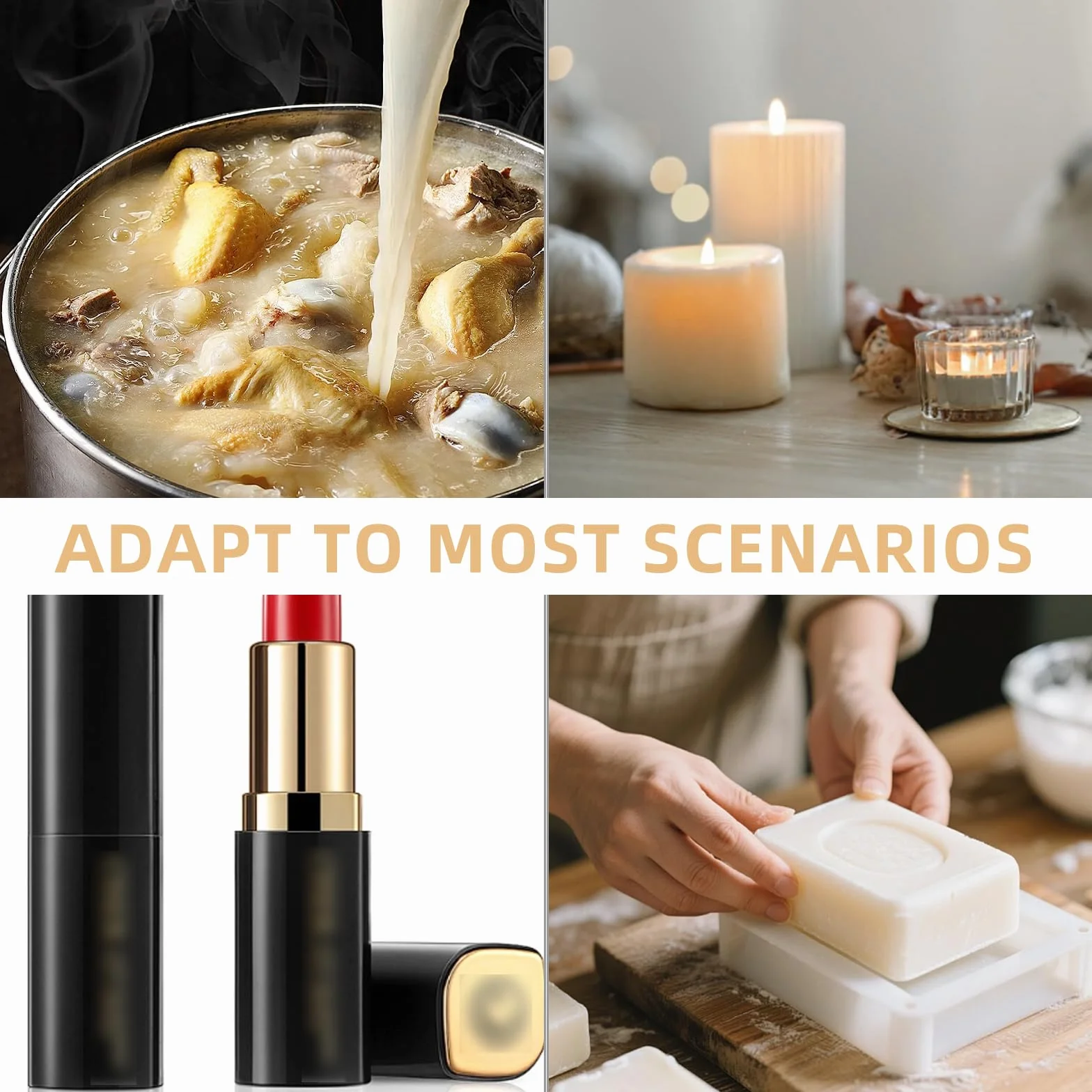 Cera di fusione elettrica da 1,8 l, per la produzione di candele, accessori inclusi stoppini, adesivi per stoppini, dispositivo di centraggio, cucchiaio, pentola per fusione candela fai da te, bianco