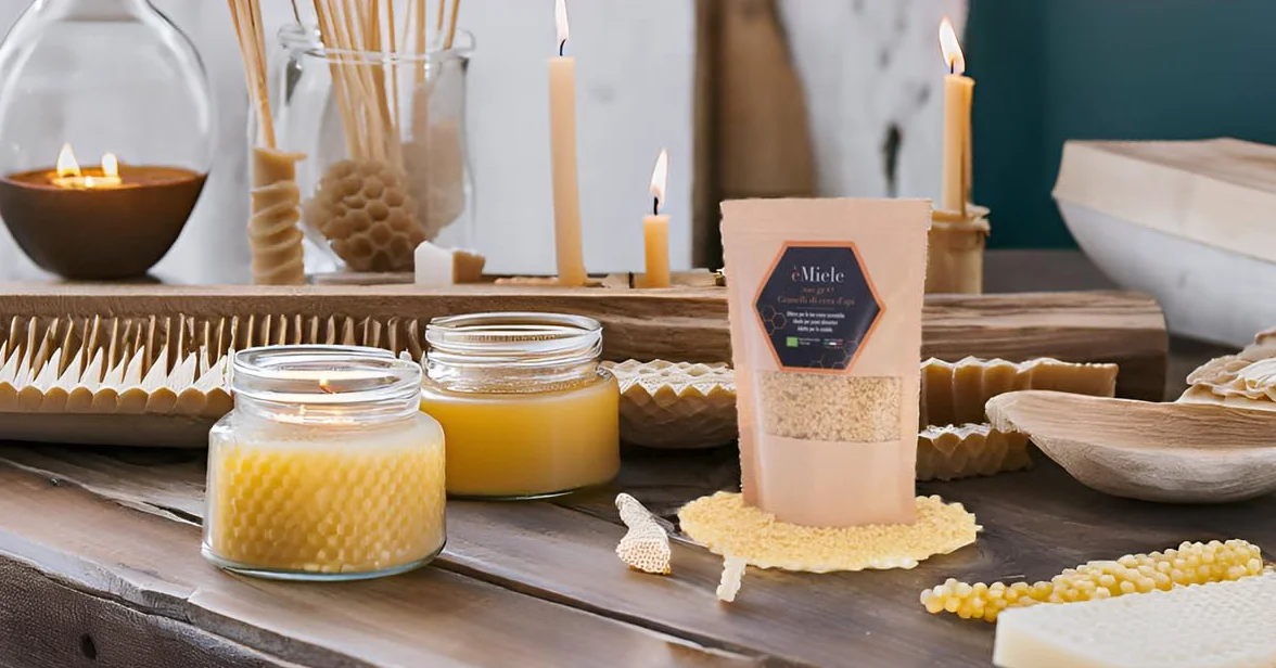 èMiele - 200 gr di granelli di pura cera d'api, biologica, italiana, ideale per cosmetici, panni di cera alimentari e candele
