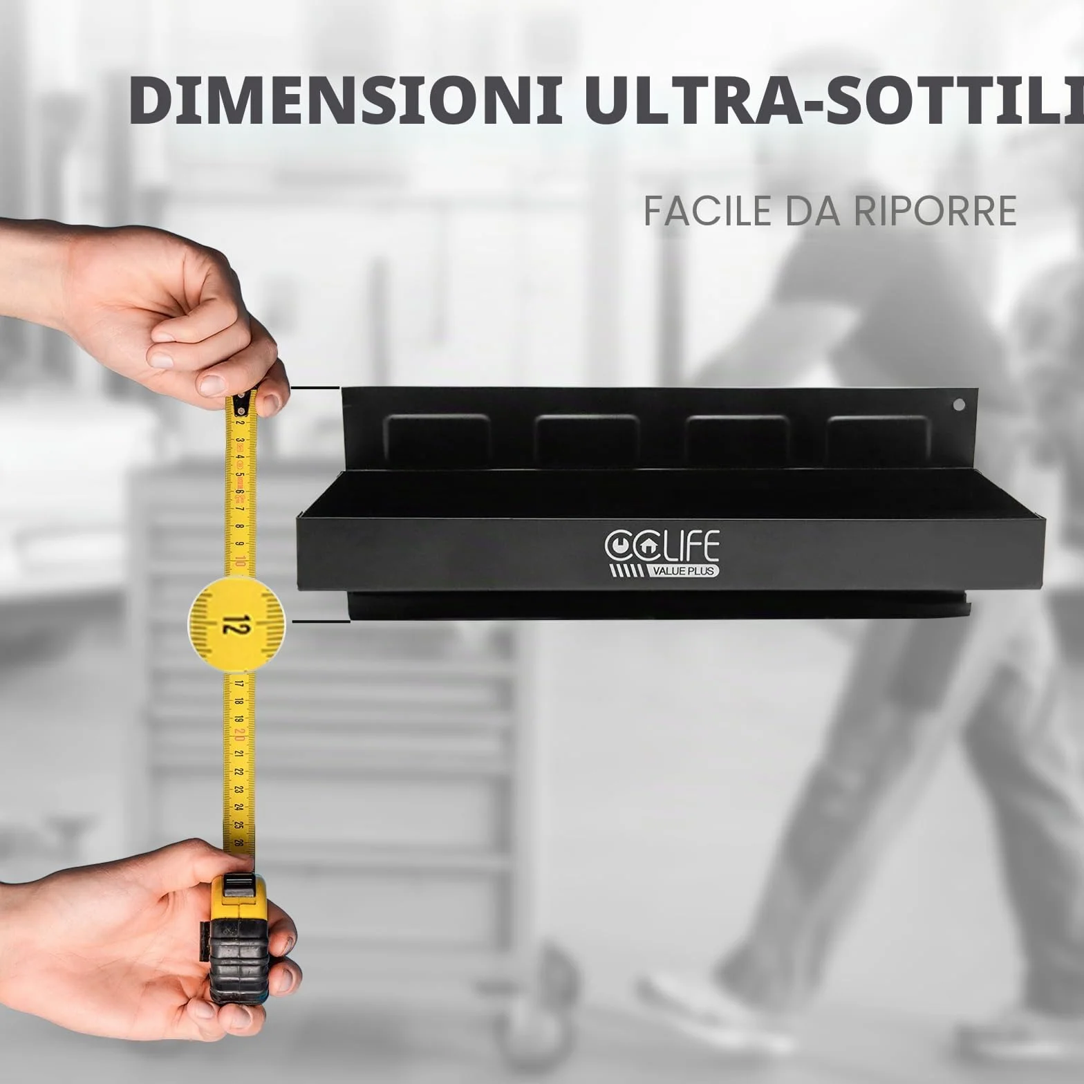 CCLIFE 4 Pezzi Juego Magnete bombolette ripiano, 150-210-270-310 mm vassoio magnetico officina per scaffale furgone da lavoro