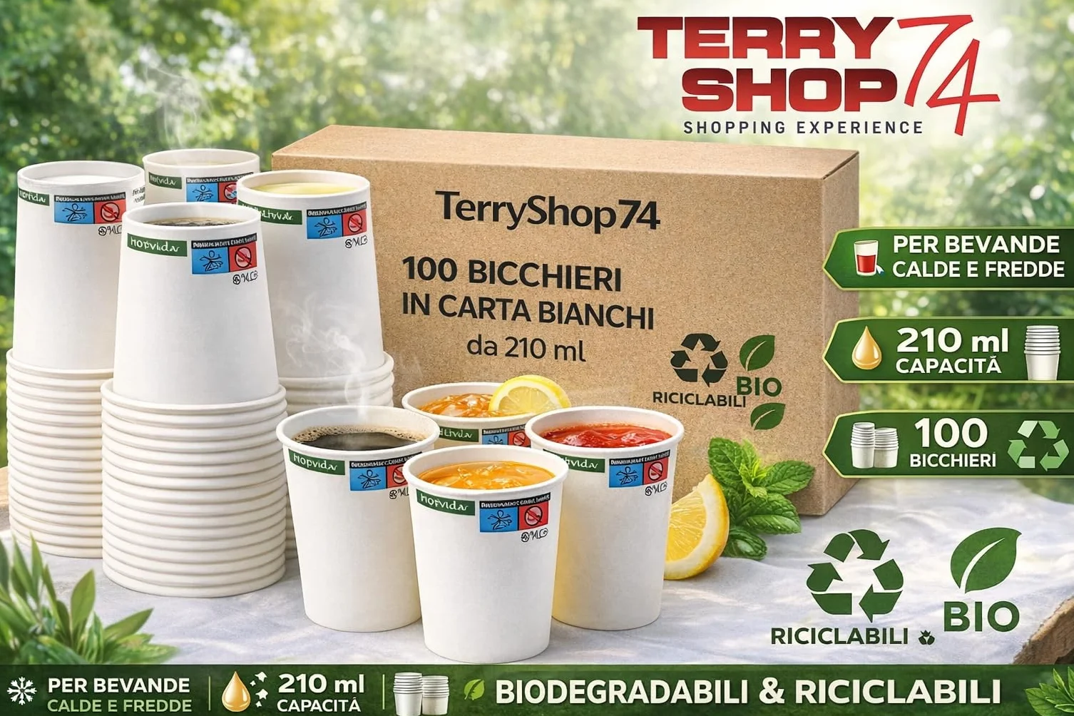 Bicchieri cocktail 210 ml eco friendly usa e getta bio compostabili biodegradabili bianco 100 pezzi