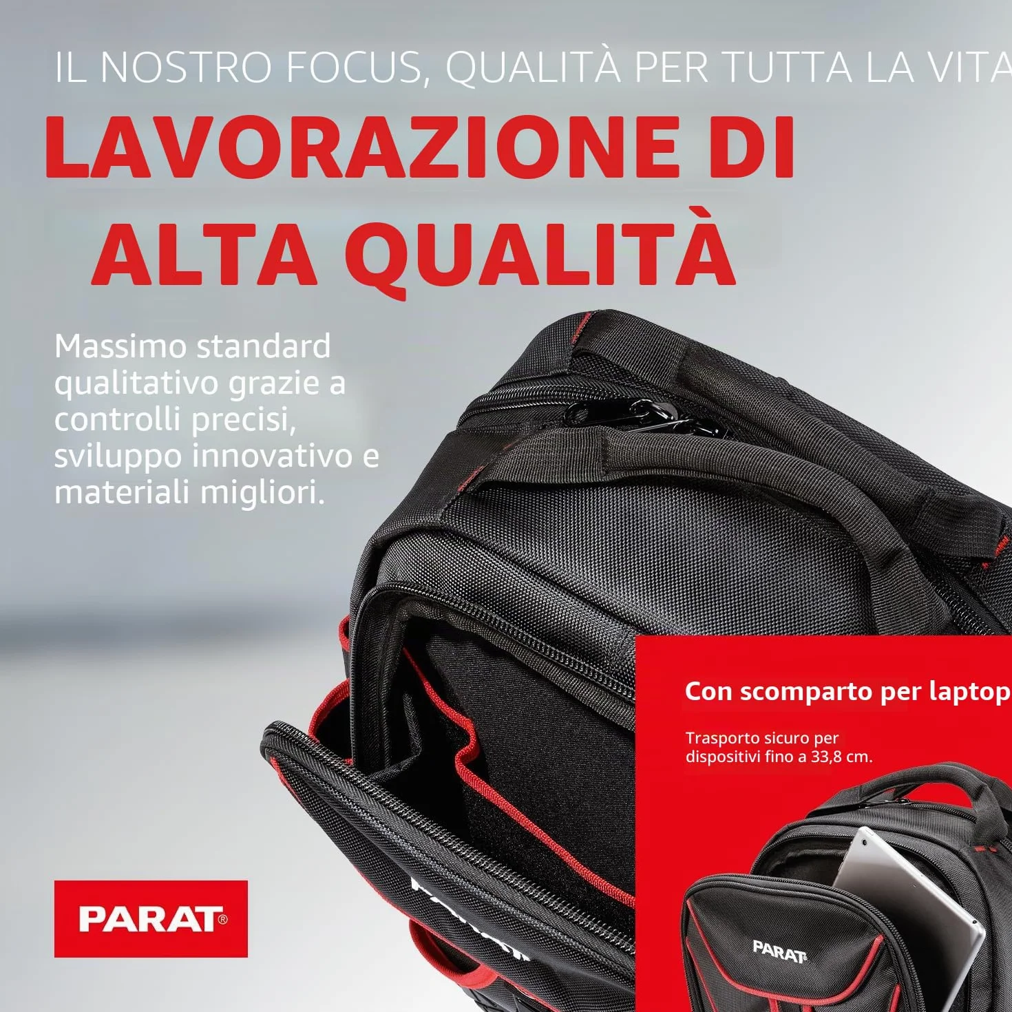 PARAT Basic, zaino per attrezzi da 23 l, per elettricisti, zaino in nylon resistente, con 15 scomparti e 6 passanti in gomma, zaino per elettricisti con fondo rinforzato