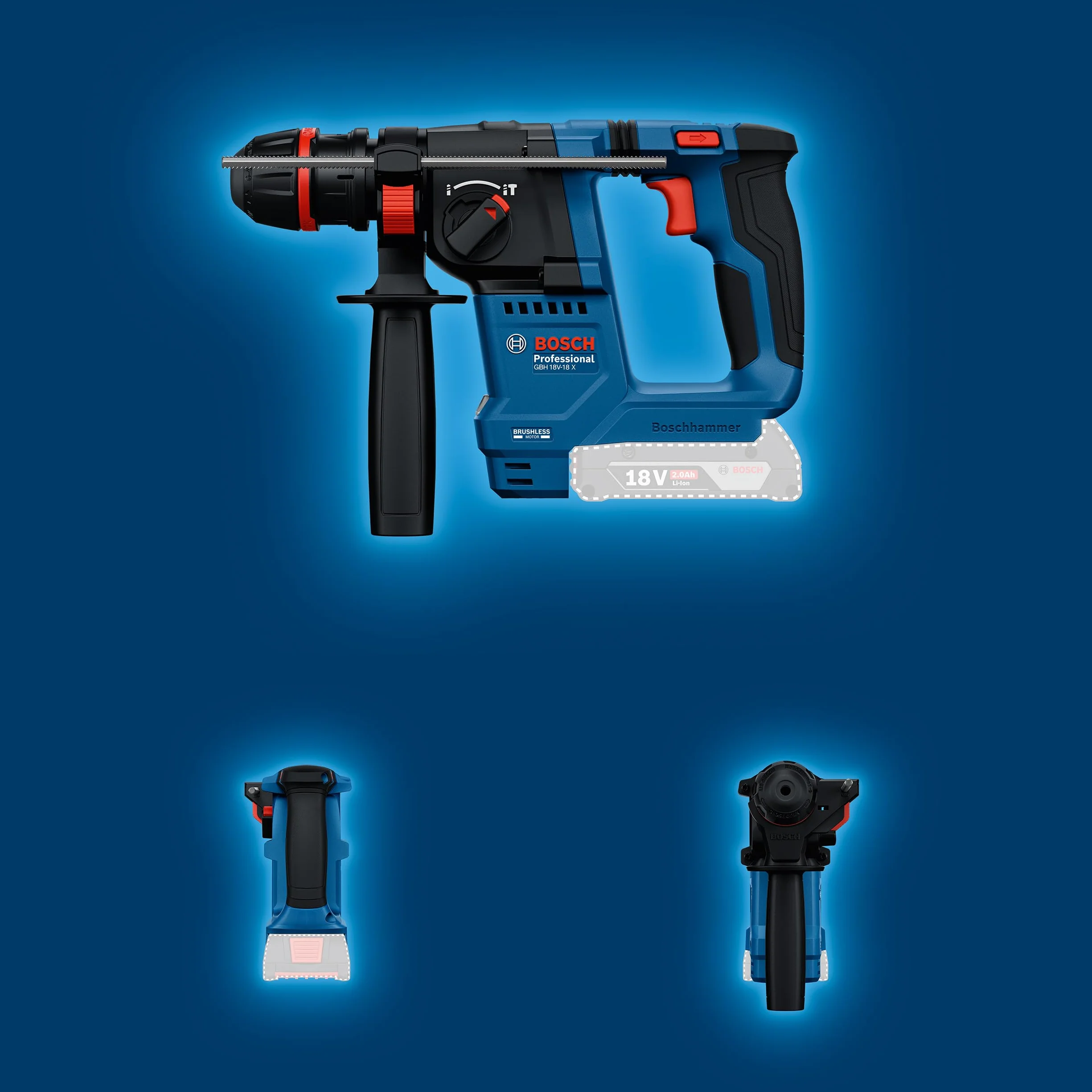 Bosch Professional 18V System Martello perforatore a batteria GBH 18V-18 X (ONECHUCK)