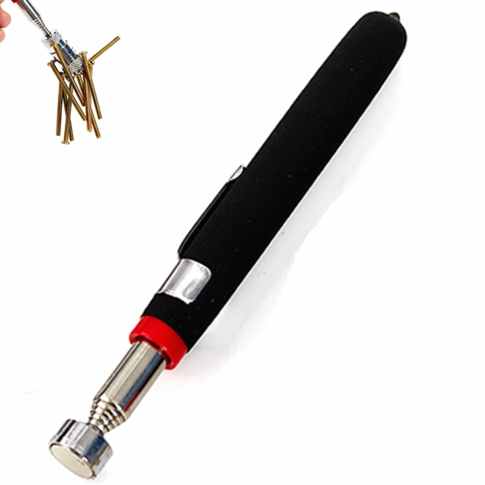 Penna Telescopica Magnetica,Telescopica Portatile e Magnetica,Strumento Magnetico per Pickup,Magnetico Pick-Up Grabber Strumento con Clip da Tasca Stile Penna per Trovare Chiavi, Monete, Viti