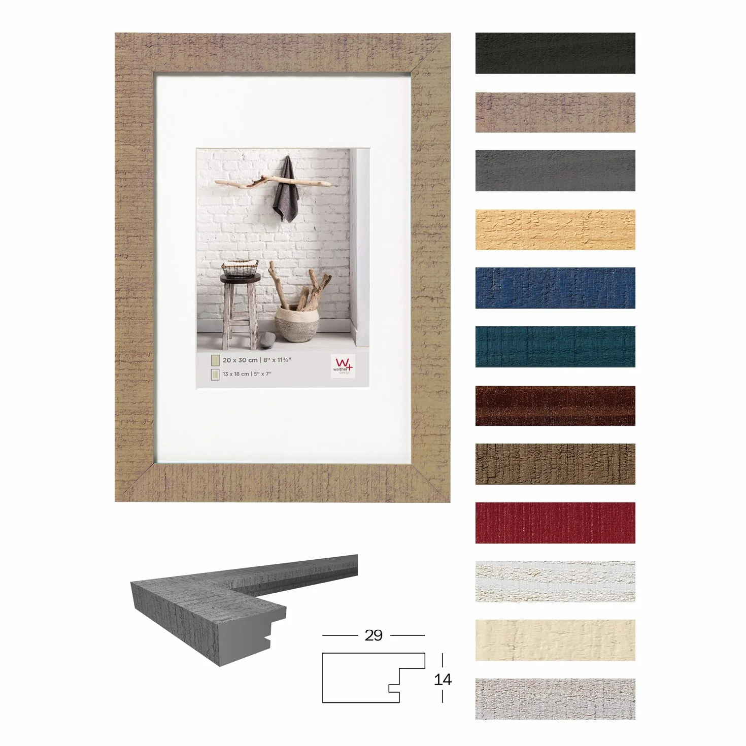 Walther Design Cornice Nero 30x30 cm Passe-Partout Legno Home HO330B