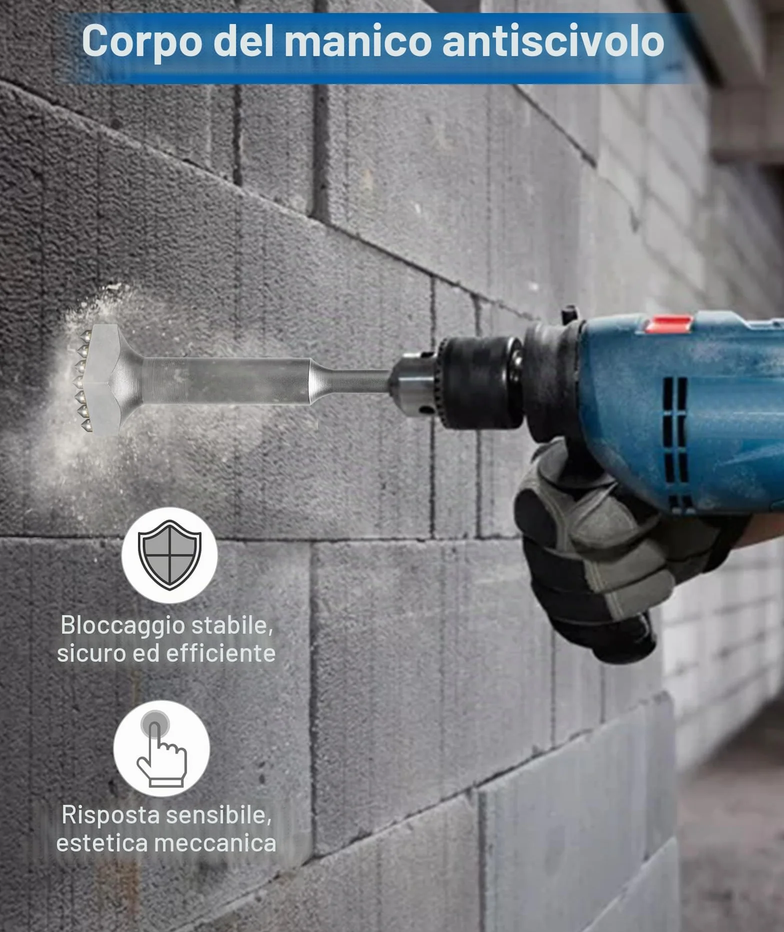 Sds Plus Bocciarda per Pietra Scalpello per Piastrelle Scalpello a Testa Quadrata Punta per Martello Elettrico a Testa Quadrata Da 40 Cr per Ponti In Pietra(SDS Plus 16T Round handle