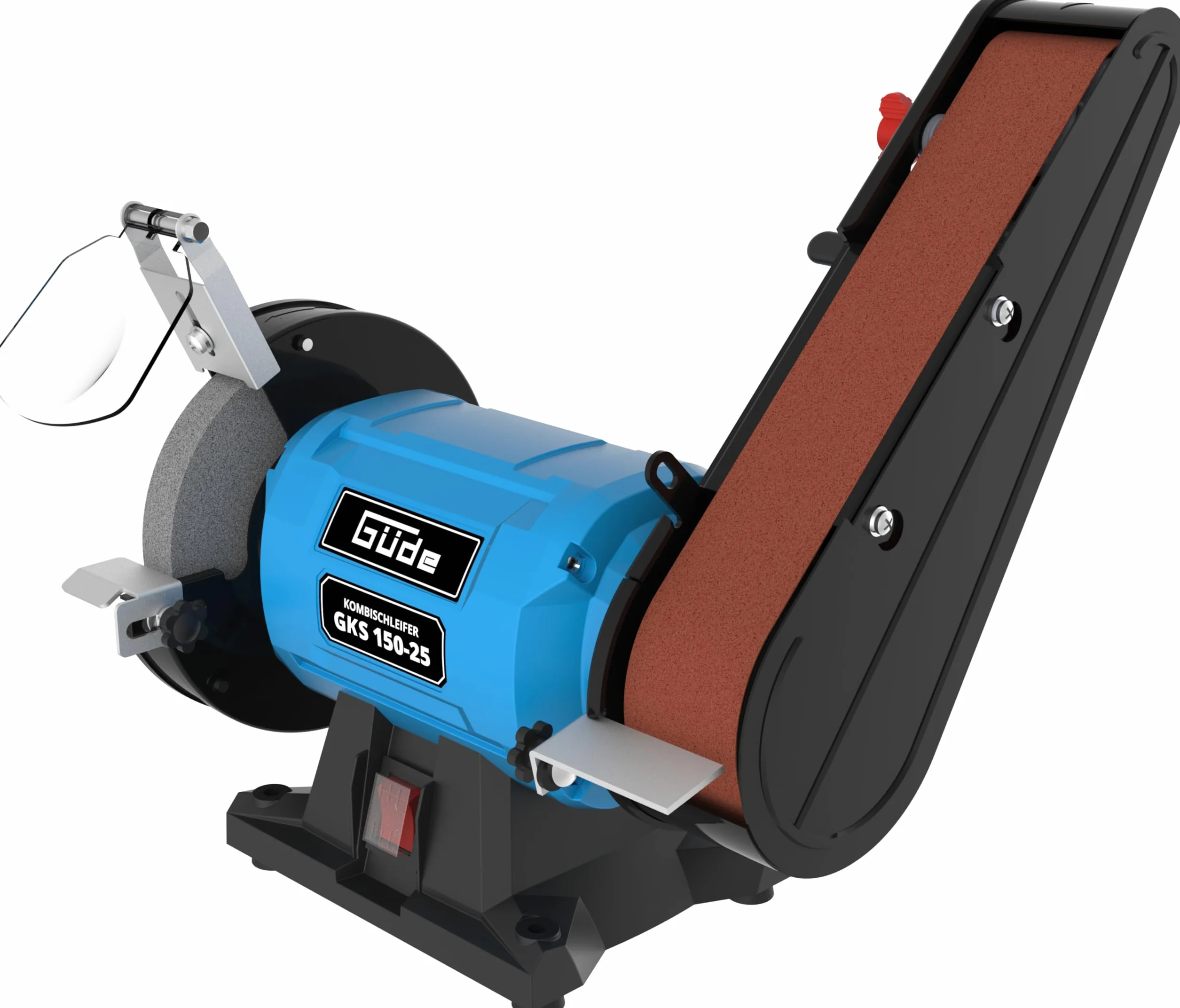 Güde Smerigliatrice combinata GKS 150-25 (250 W, 2980 1/min, motore a condensatore, base stabile della macchina, dispositivo di protezione scintille regolabile, disco abrasivo fine Ø 150 mm 36 K,