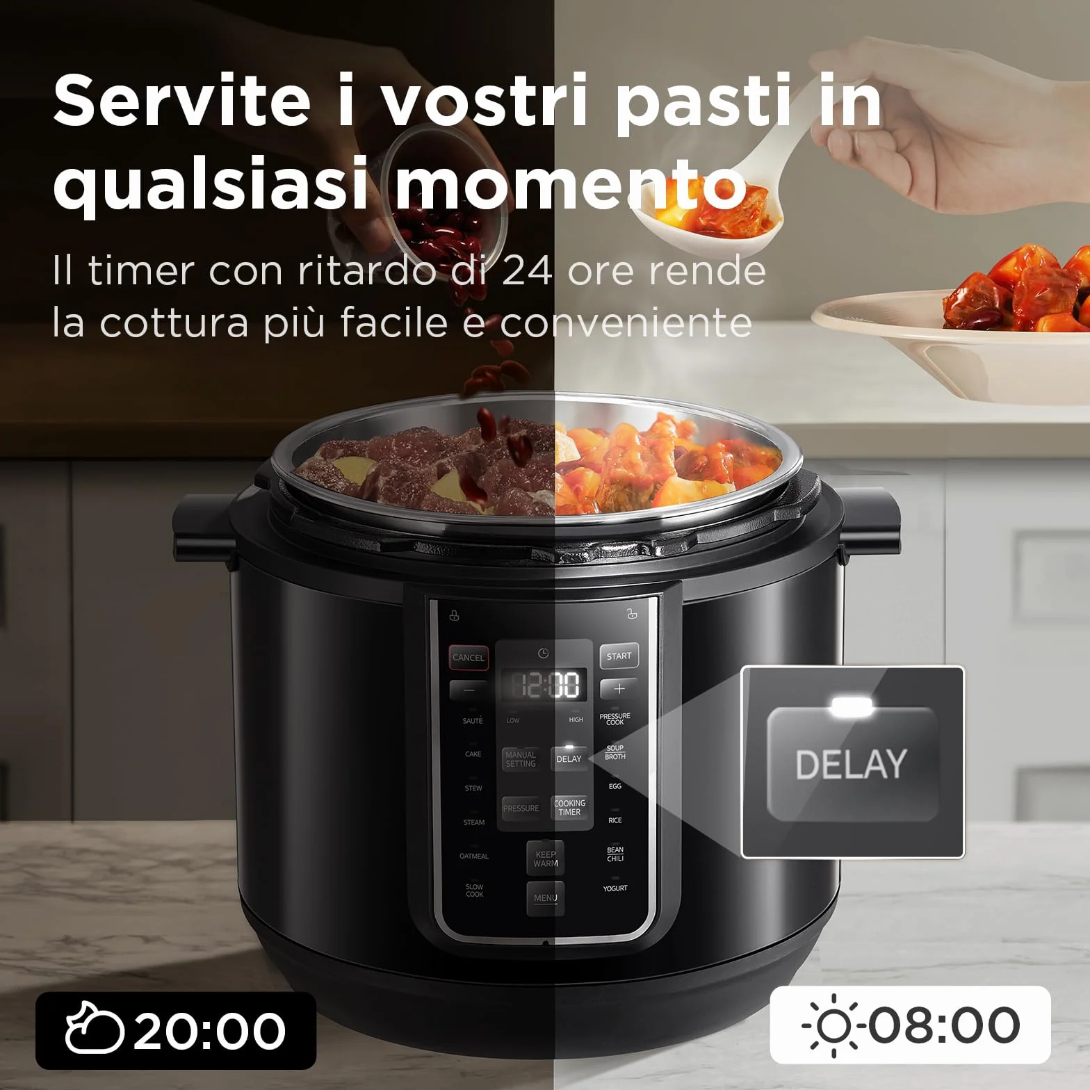Midea Pentola a pressione elettrica 9 in 1, 12 preset multicooker istantaneo antiaderente, pentola per yogurt, cuoci riso Slow Cooker Sauté, pentola interna in acciaio inox, 8 quarti nero