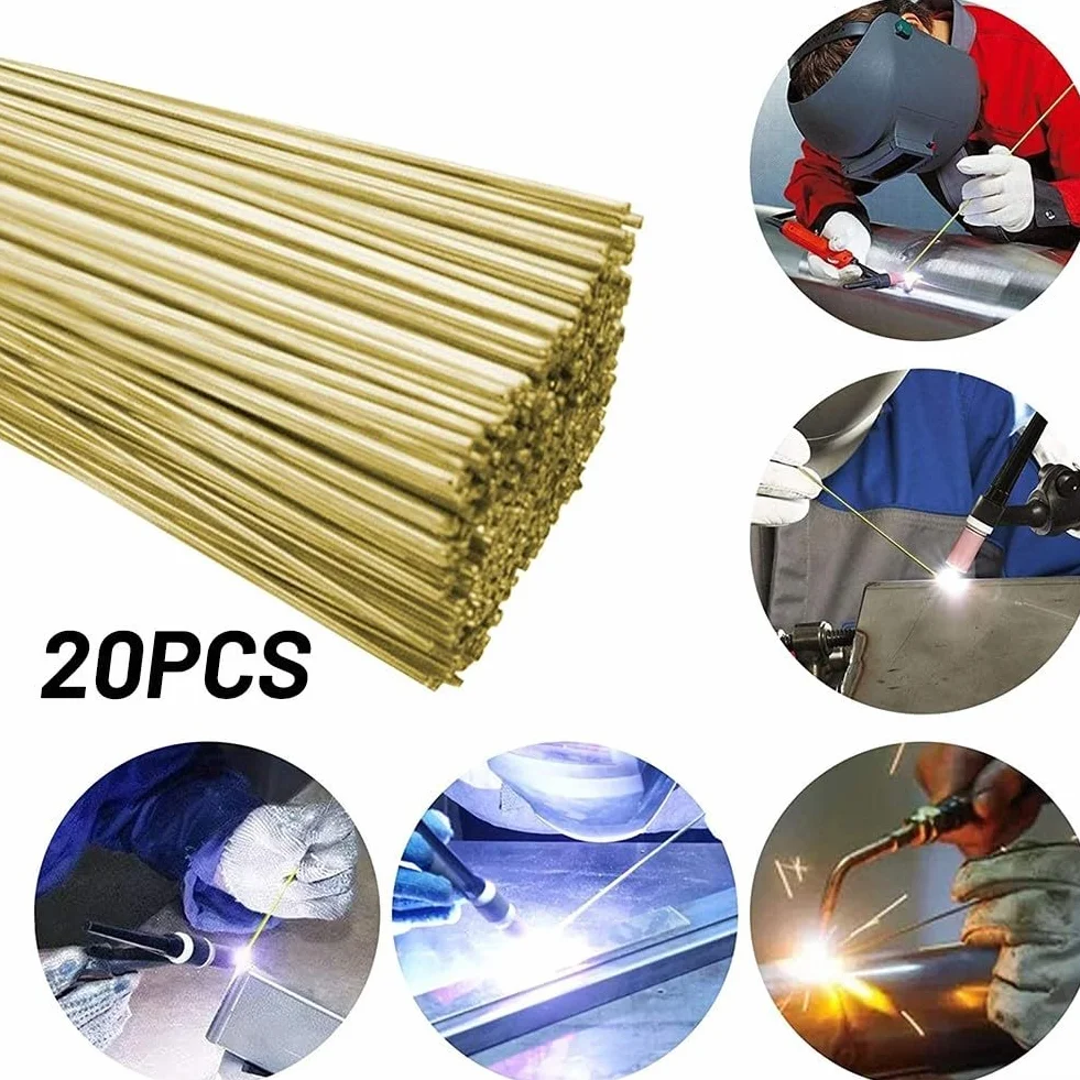 Bacchette di saldatura in ottone per giunzione rame-ferro, diametro 1,6 mm × lunghezza 250 mm, filo di riempimento per brasatura a bassa temperatura (20 pezzi), per saldatura ad arco di