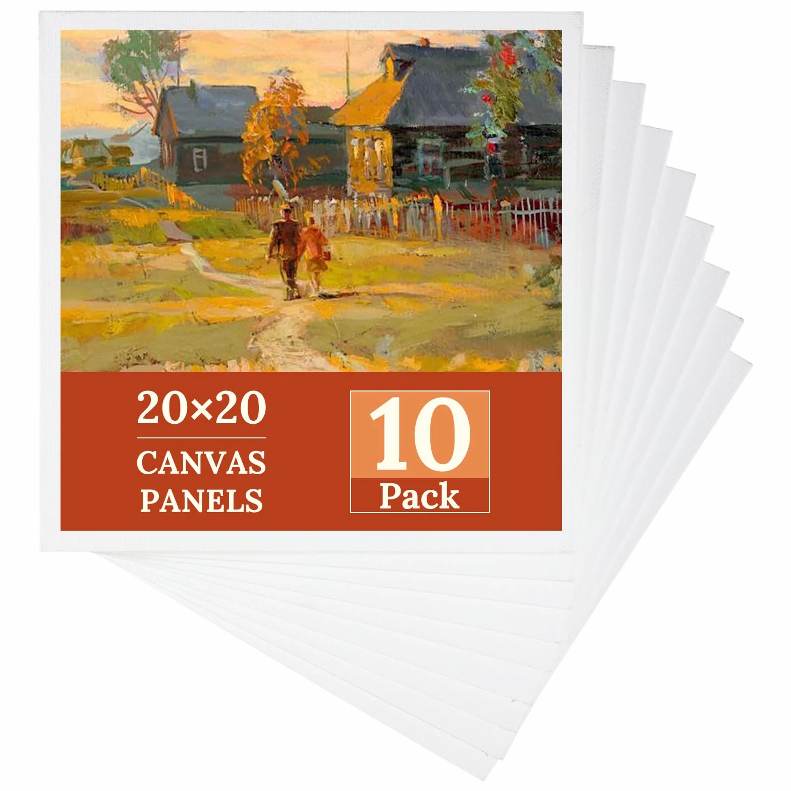 10 Pezzi Tela per Dipingere - Set di Tele per Dipingere 20x20 cm, Tele Pittura Vuota Quadrata Spessore 3 mm, Canvas Bianca Portatile per Pittura Acrilica, Pittura a Olio e Guazzo