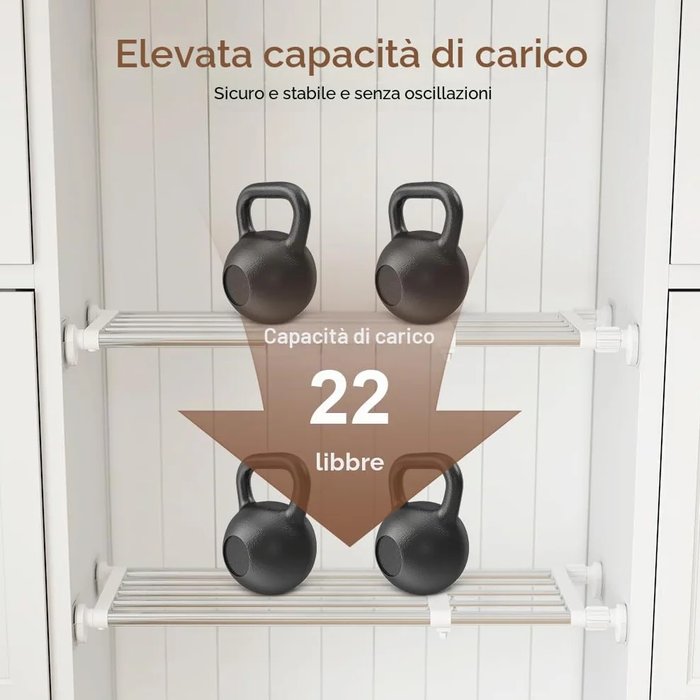Hershii Scaffale Dell'armadio Regolabile Divisorio per Guardaroba Rack di Stoccaggio Cremagliera
