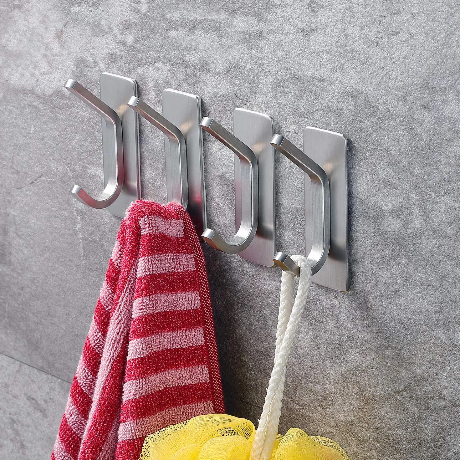 ZUNTO 4 Pezzi Ganci Appendiabiti Adesivi Portasciugamani da Parete Porta Ganci Acciaio Inox Ganci per Bagno e Cucina