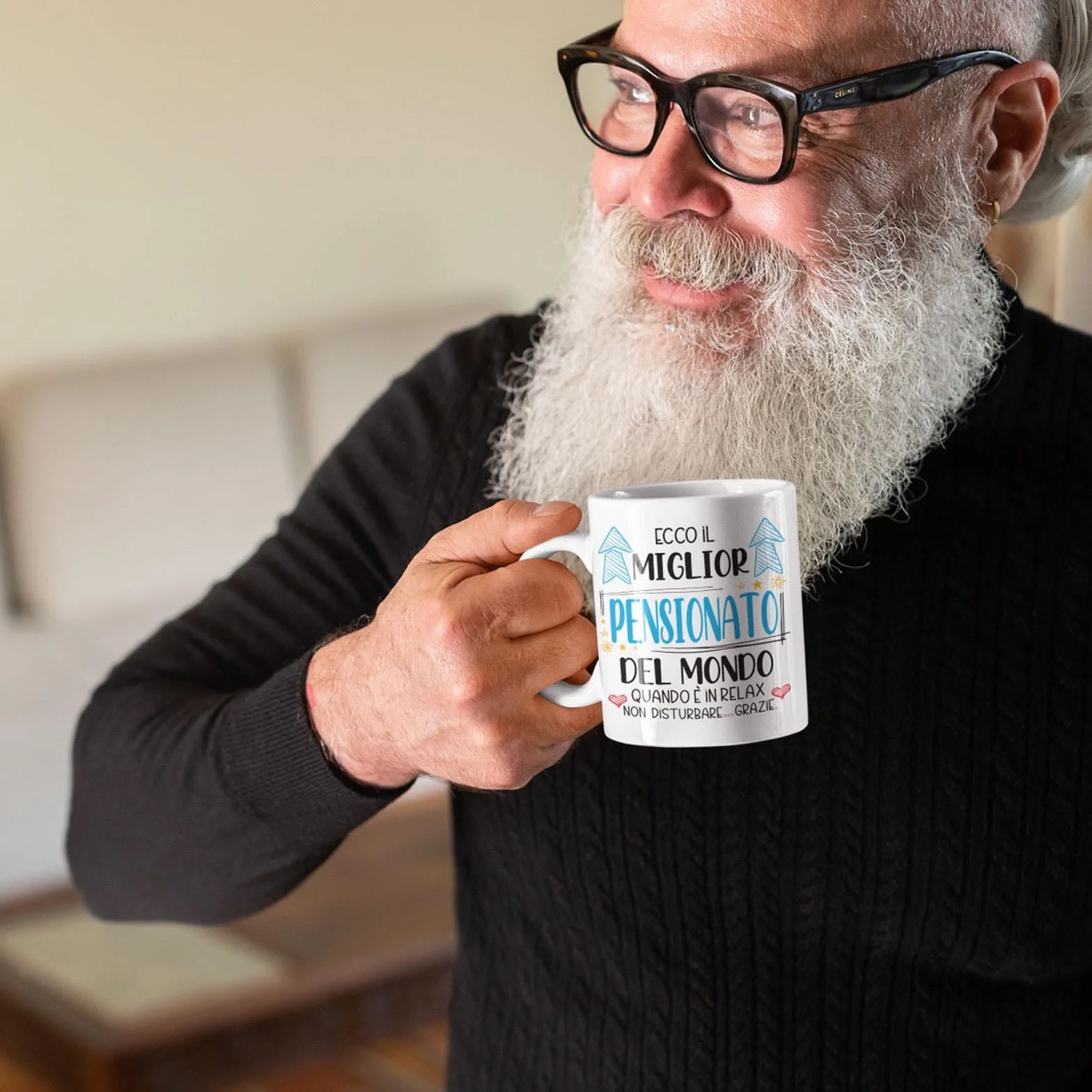 Tazza Regalo Pensionato dell'Anno, Idea Regalo Uomo Pensione Nonno, Tazza Miglior Pensionato del Mondo in Relax MUG178