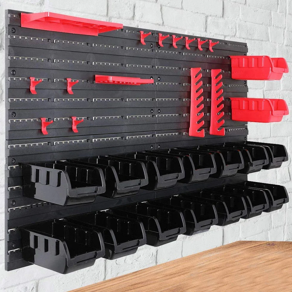 BAKAJI Pannello Da Parete 45pz con Box Portautensili e Stand Attrezzi 95 x 54 cm Montaggio a Muro